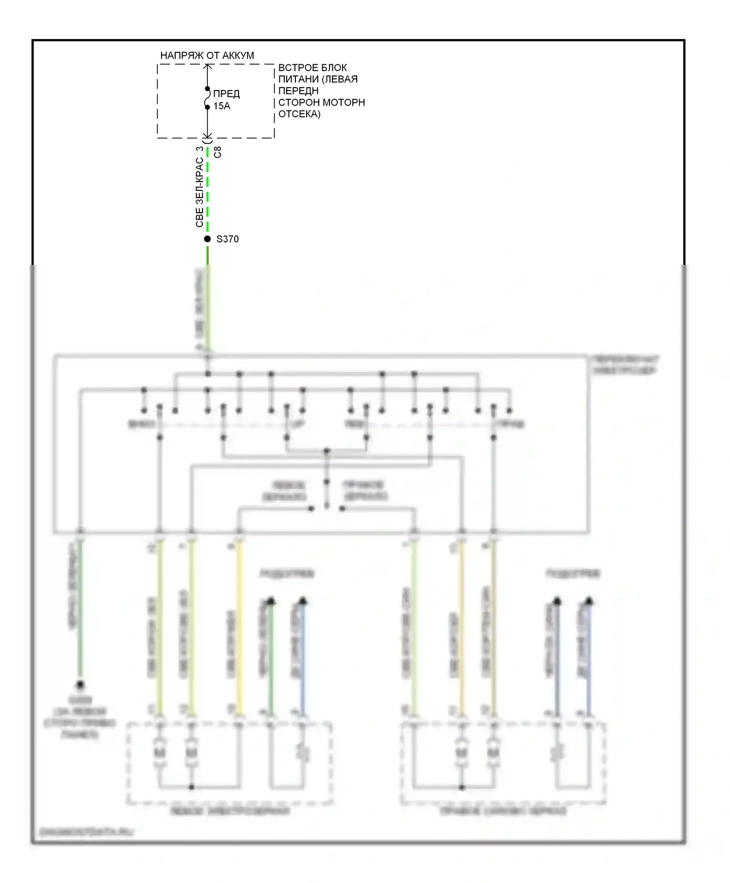Управление зеркалами заднего вида — Электросхема управления зеркалами заднего вида — Электросхема управления зеркалами заднего вида. Dodge Caravan IV (2000-2007)