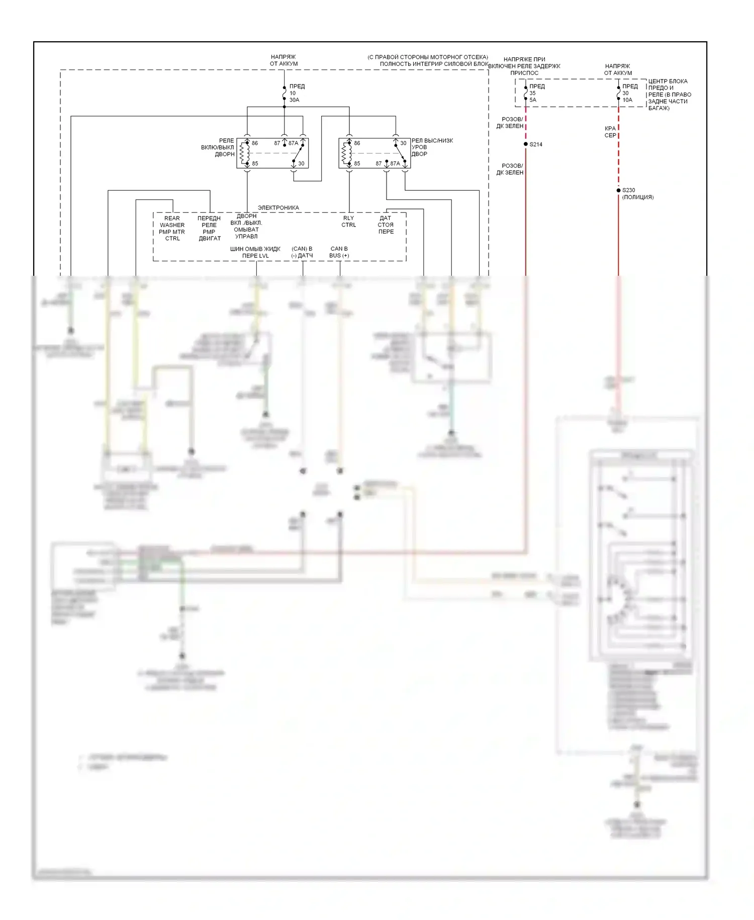 Дворники и омыватели — Дворники и омыватели электросхема — Дворники и омыватели электросхема. Dodge Charger V (2005-2010)