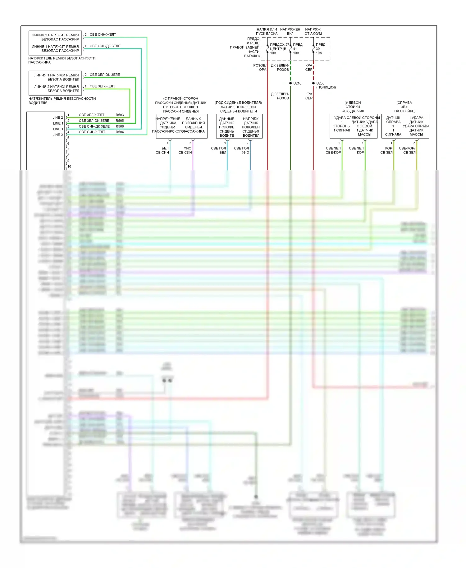 Подушки безопасности — Электросхема подушек безопасности — Электросхема подушек безопасности (1 из 2). Dodge Charger V (2005-2010)