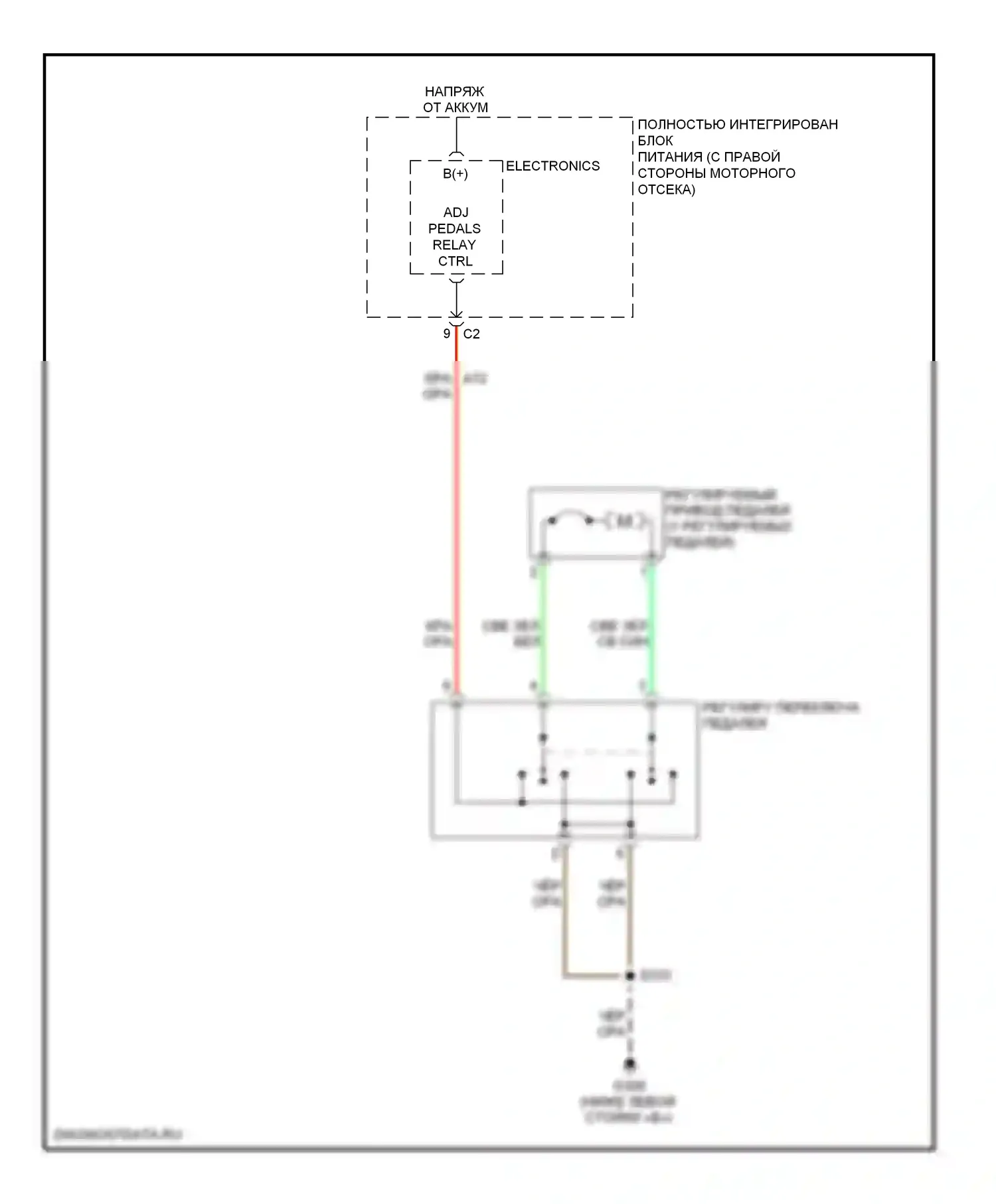 Сиденья — Электросхема регулируемой педали — Электросхема регулируемой педали. Dodge Charger V (2005-2010)