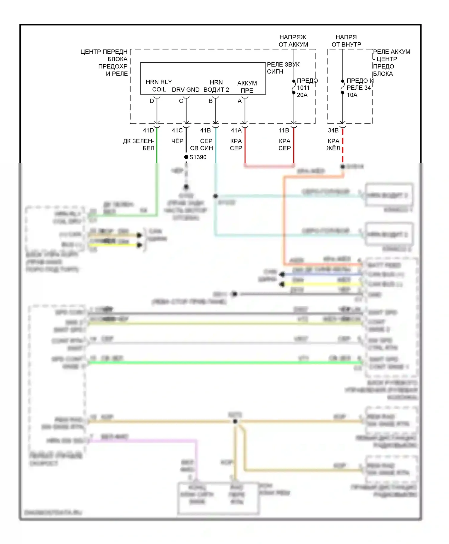 Клаксон — Электросхема клаксона — Электросхема клаксона. Dodge Charger VI (2010-2014)