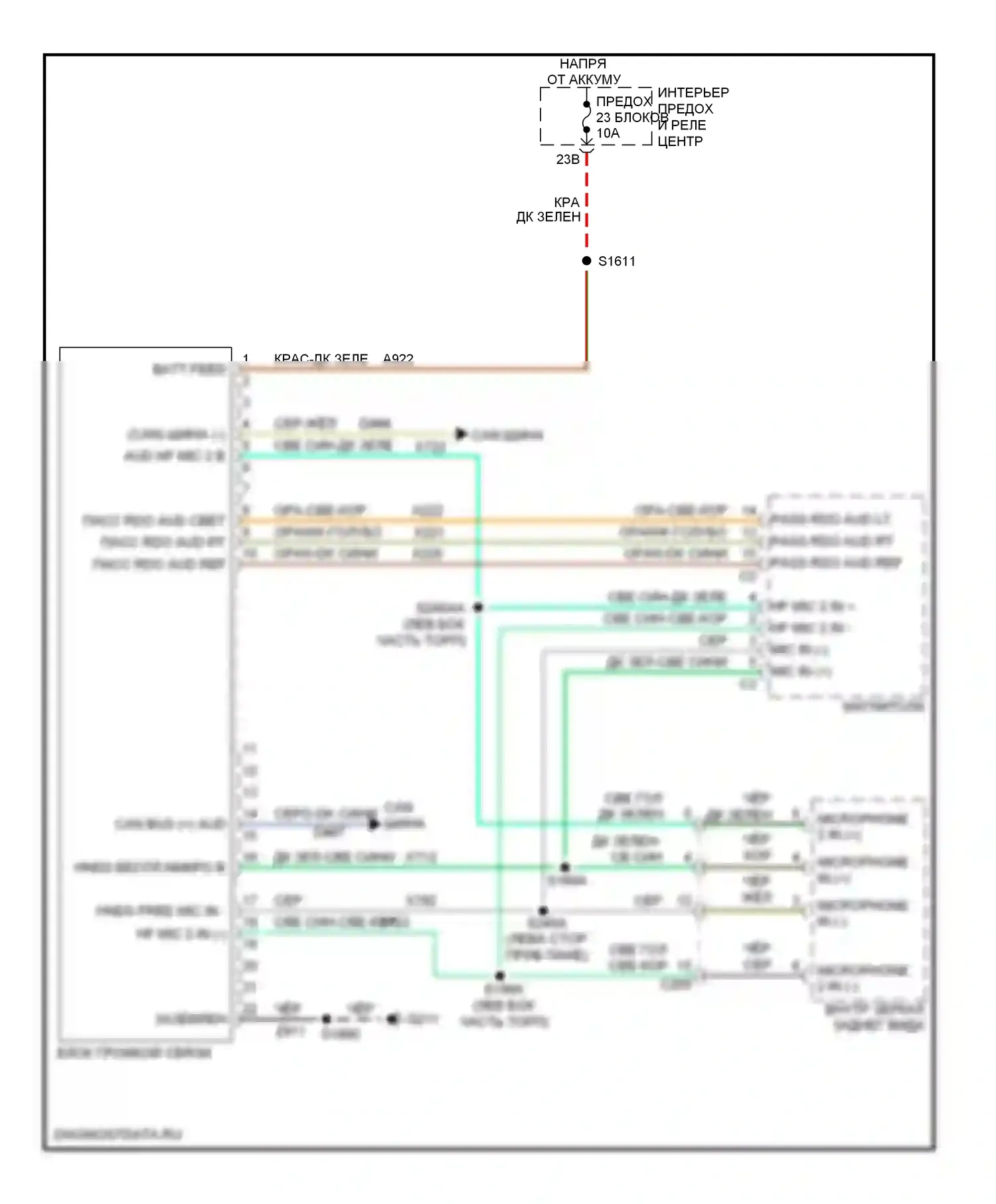Магнитола — Электросхема блока громкоговорящей связи — Электросхема блока громкоговорящей связи. Dodge Charger VI (2010-2014)