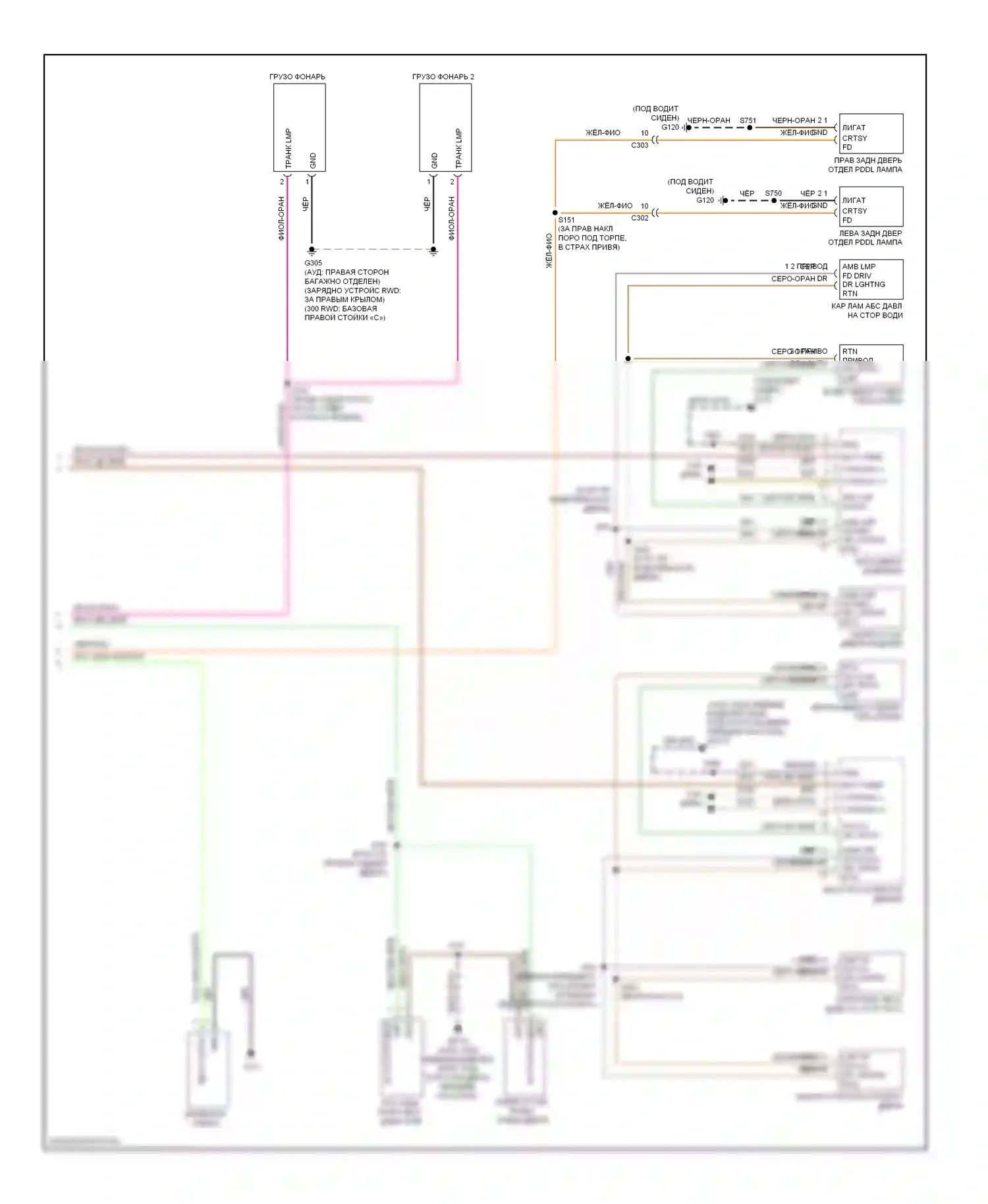Освещение салона — Электросхема освещения салона — Электросхема освещения салона (3 из 3). Dodge Charger VI (2010-2014)