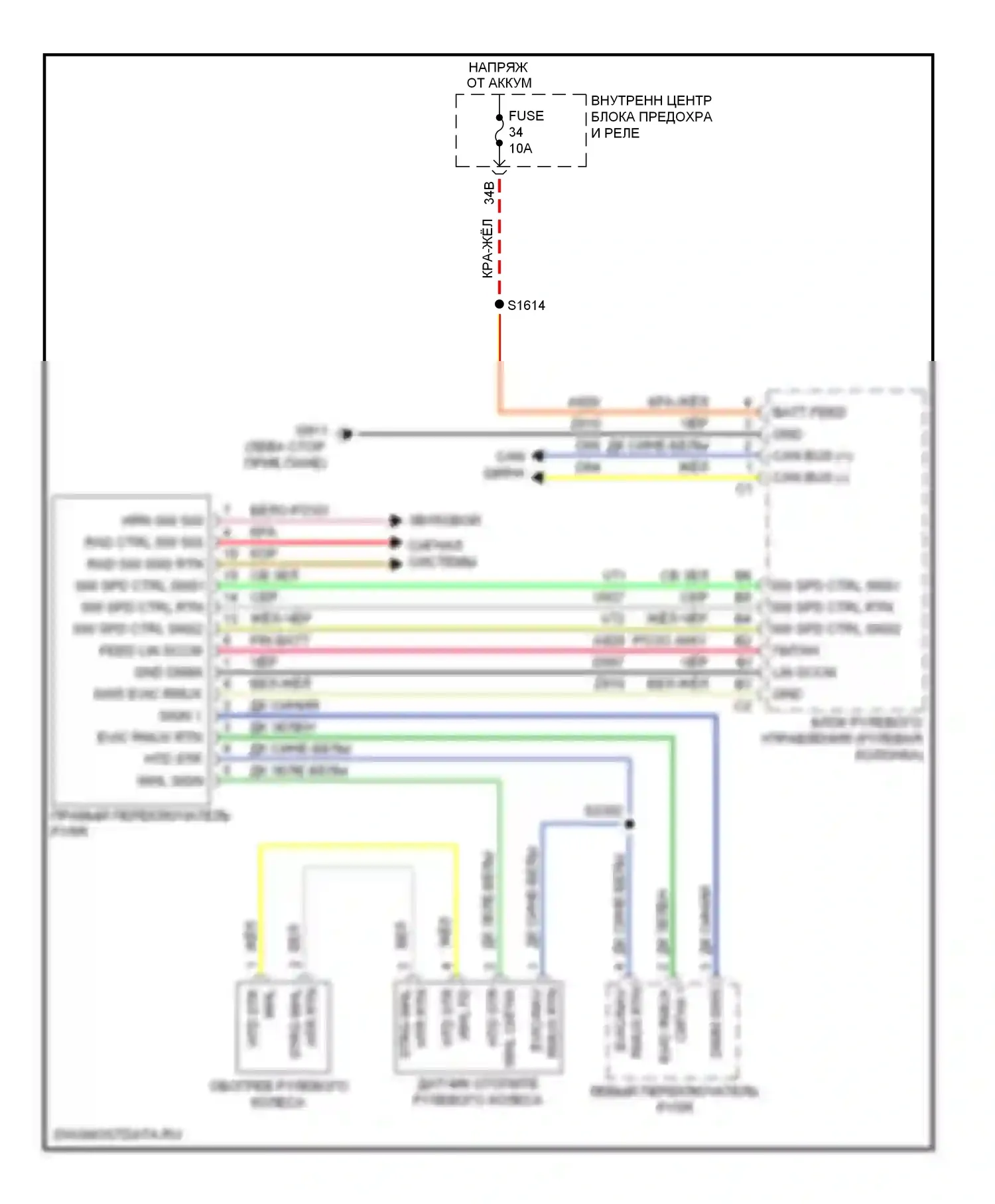 Сиденья — Электросхема рулевого колеса с подогревом — Электросхема рулевого колеса с подогревом. Dodge Charger VI (2010-2014)