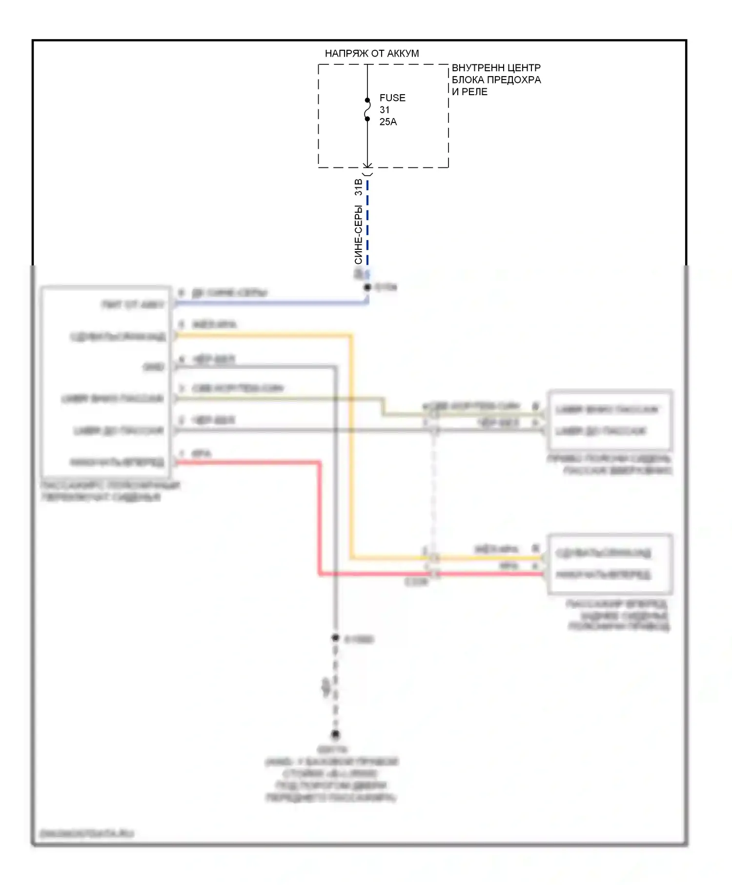 Сиденья — Поясничная электросхема пассажира — Поясничная электросхема пассажира. Dodge Charger VI (2010-2014)