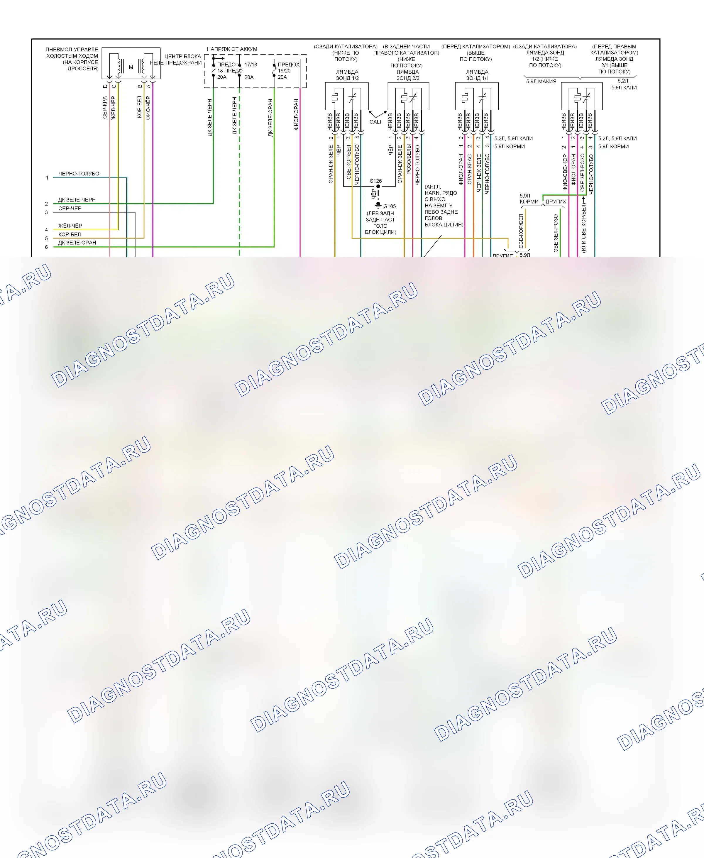 Управление двигателем — Электросхема двигателя 5.2L — Электросхема двигателя 5.2L (2 из 3). Dodge Ram Wagon B2500  (1996-2002)