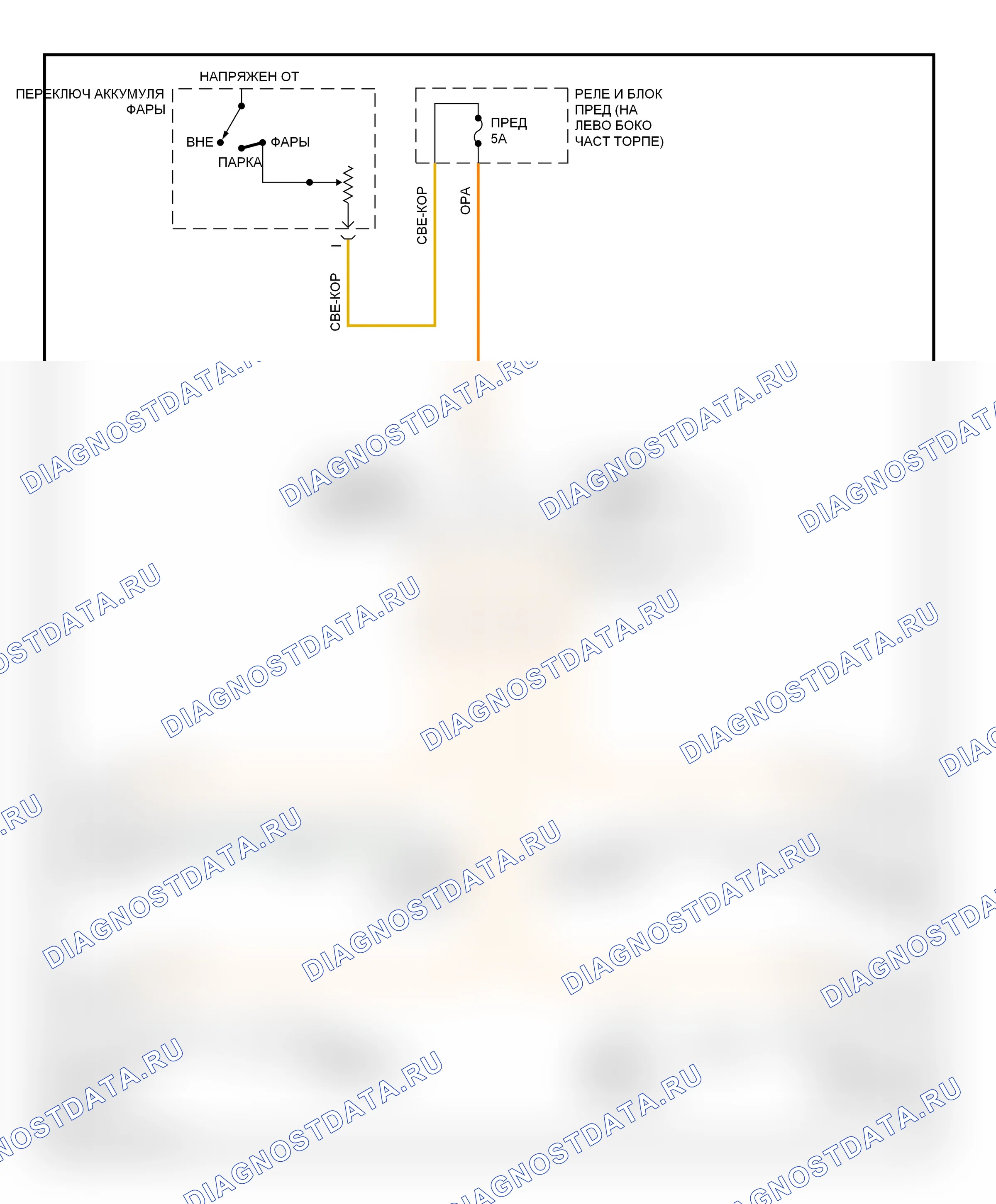 Освещение салона — Электросхема подсветки приборной панели — Электросхема подсветки приборной панели. Dodge Ram Wagon B3500  (1996-2002)