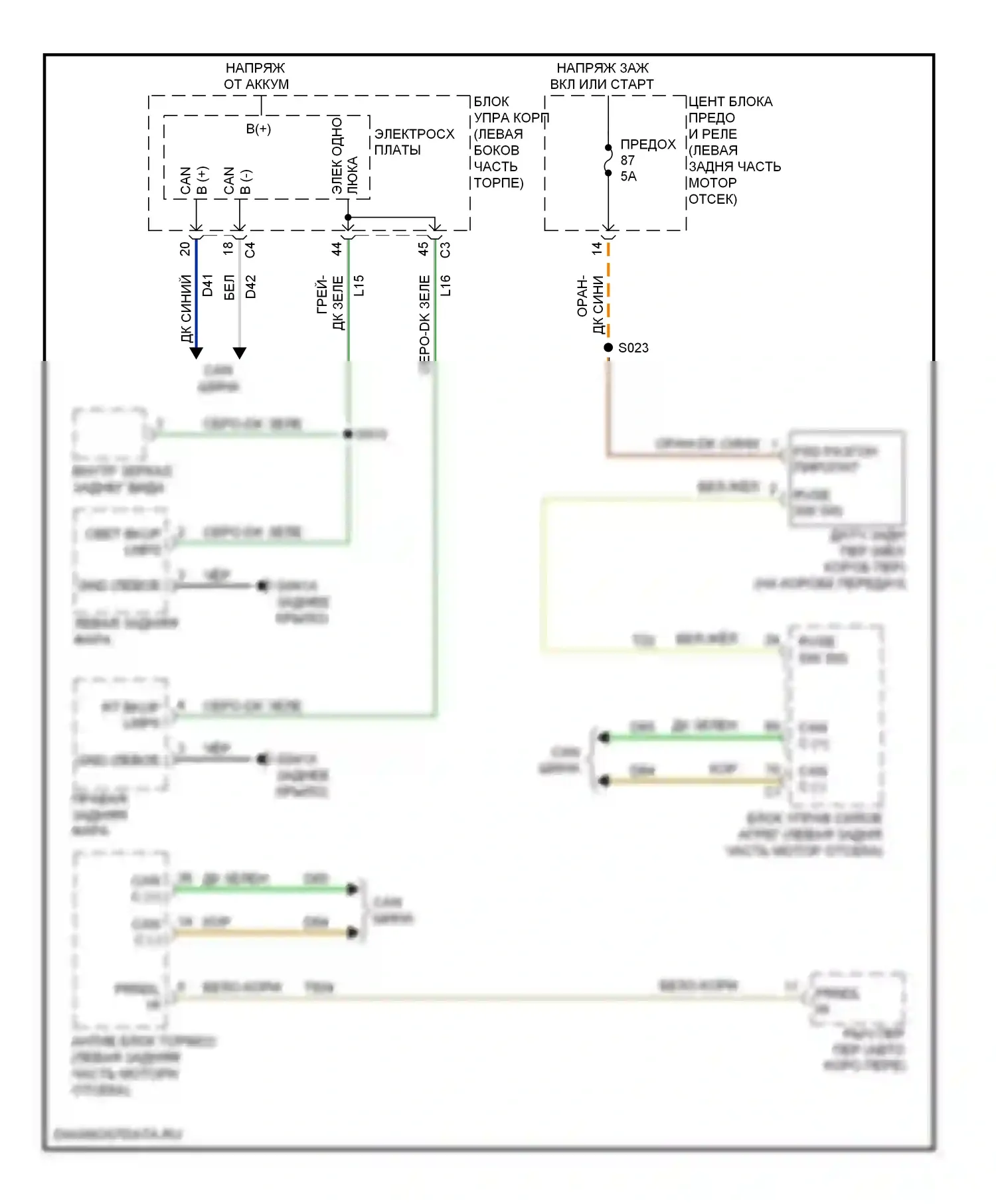 Фары и фонари — Электросхема фонарей заднего хода — Электросхема фонарей заднего хода. FIAT 500 II (2007-2015)