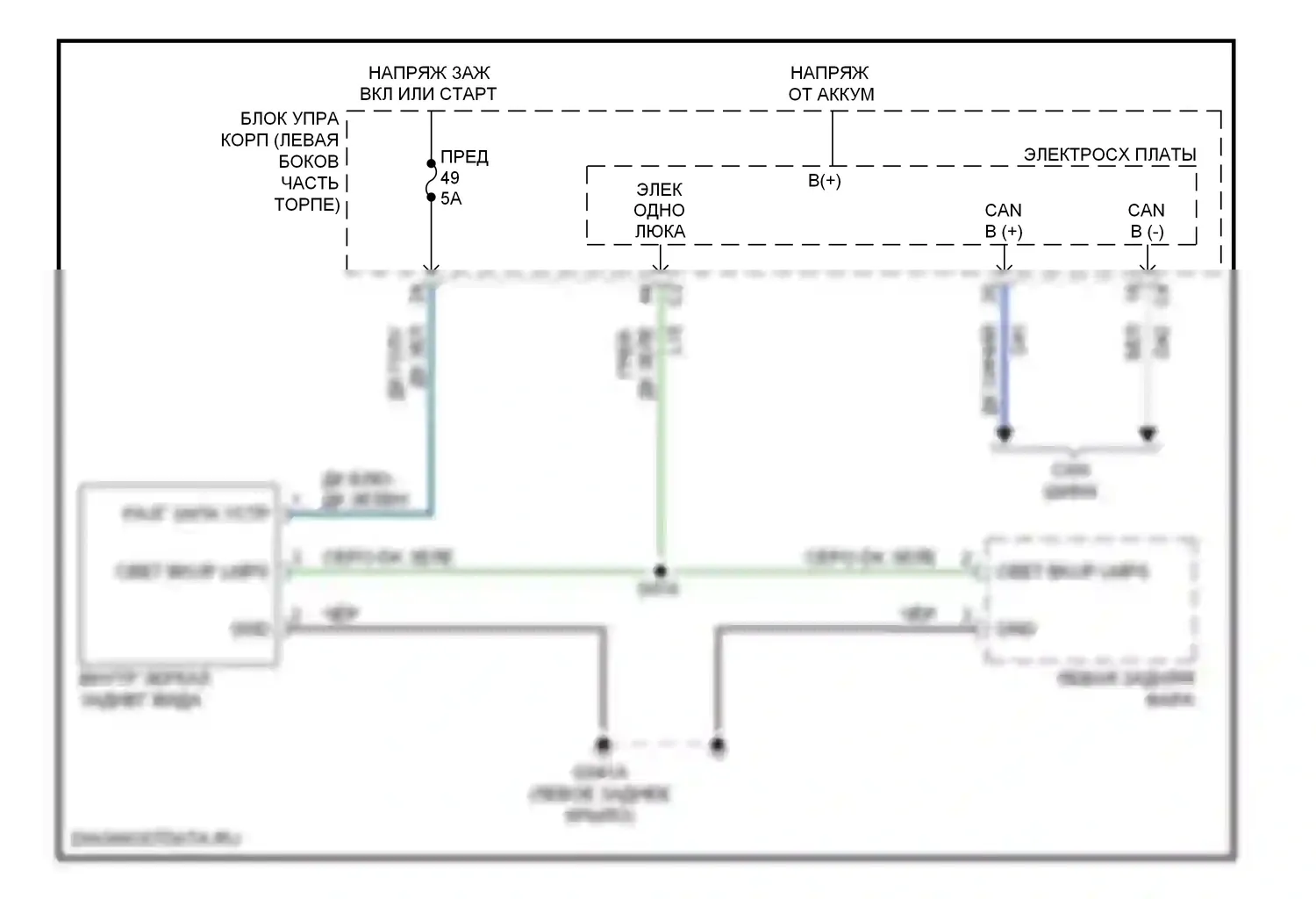 Управление зеркалами заднего вида — Электросхема автоматического дневного/ночного зеркала — Электросхема автоматического дневного/ночного зеркала. FIAT 500 II (2007-2015)