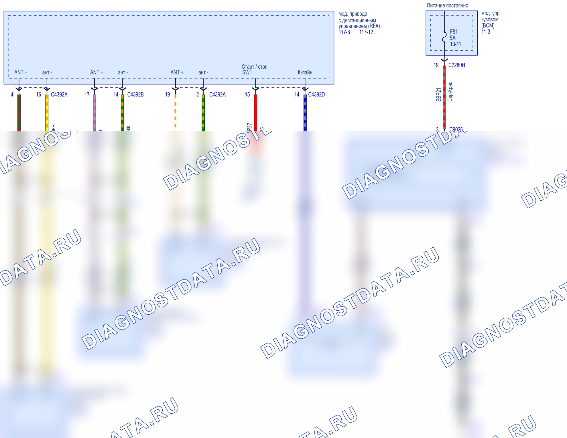 Пассивная противоугонная система (PATS) — в комплектации: с сигнализацией — в комплектации: с сигнализацией, Схема 2 из 2. Ford C-MAX II рестайлинг (2015-2019)