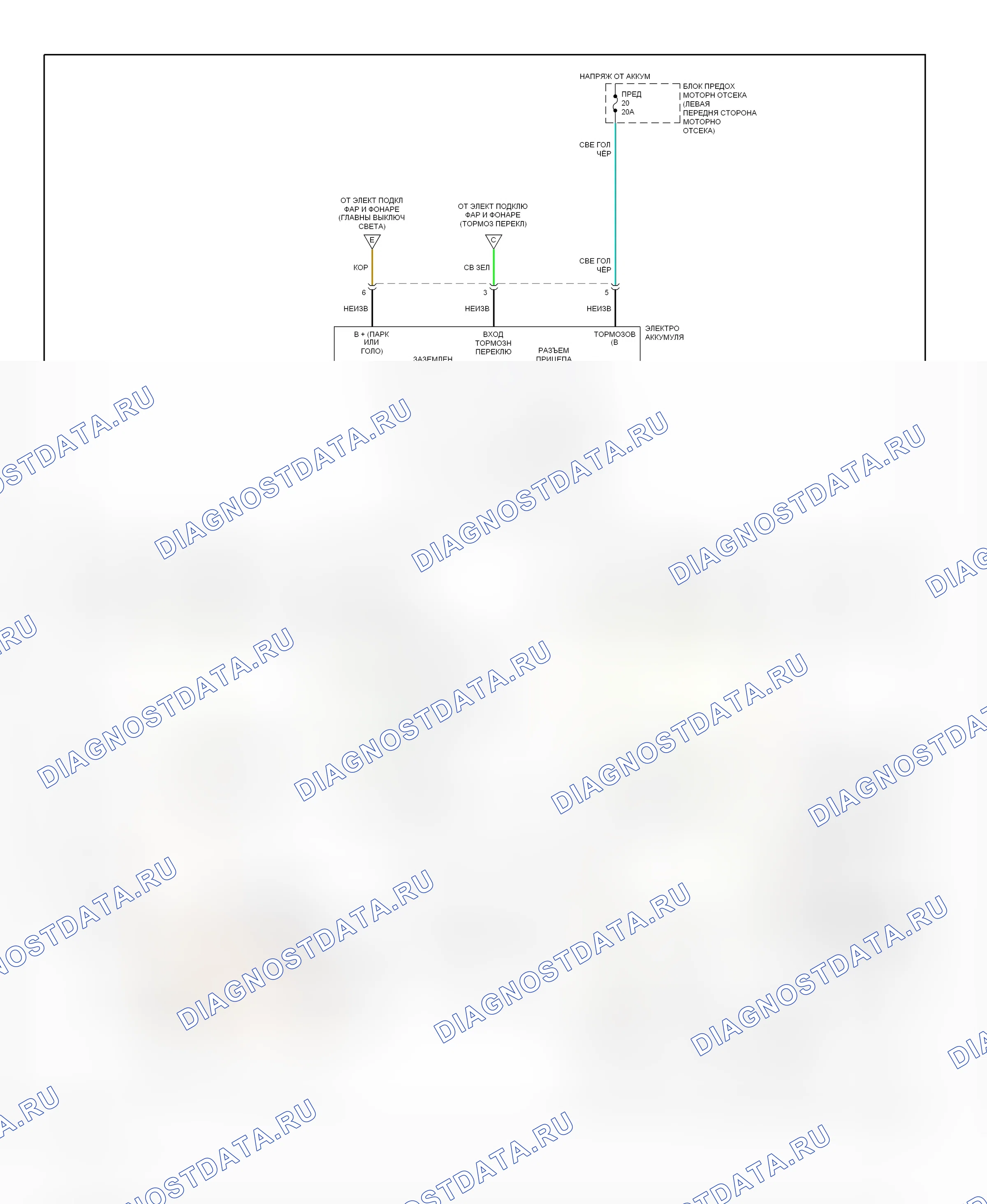 Внешние осветительные приборы — Электросхема адаптера трейлера/кемпера — Электросхема адаптера трейлера/кемпера. Ford Econoline E350  (1997-1998)