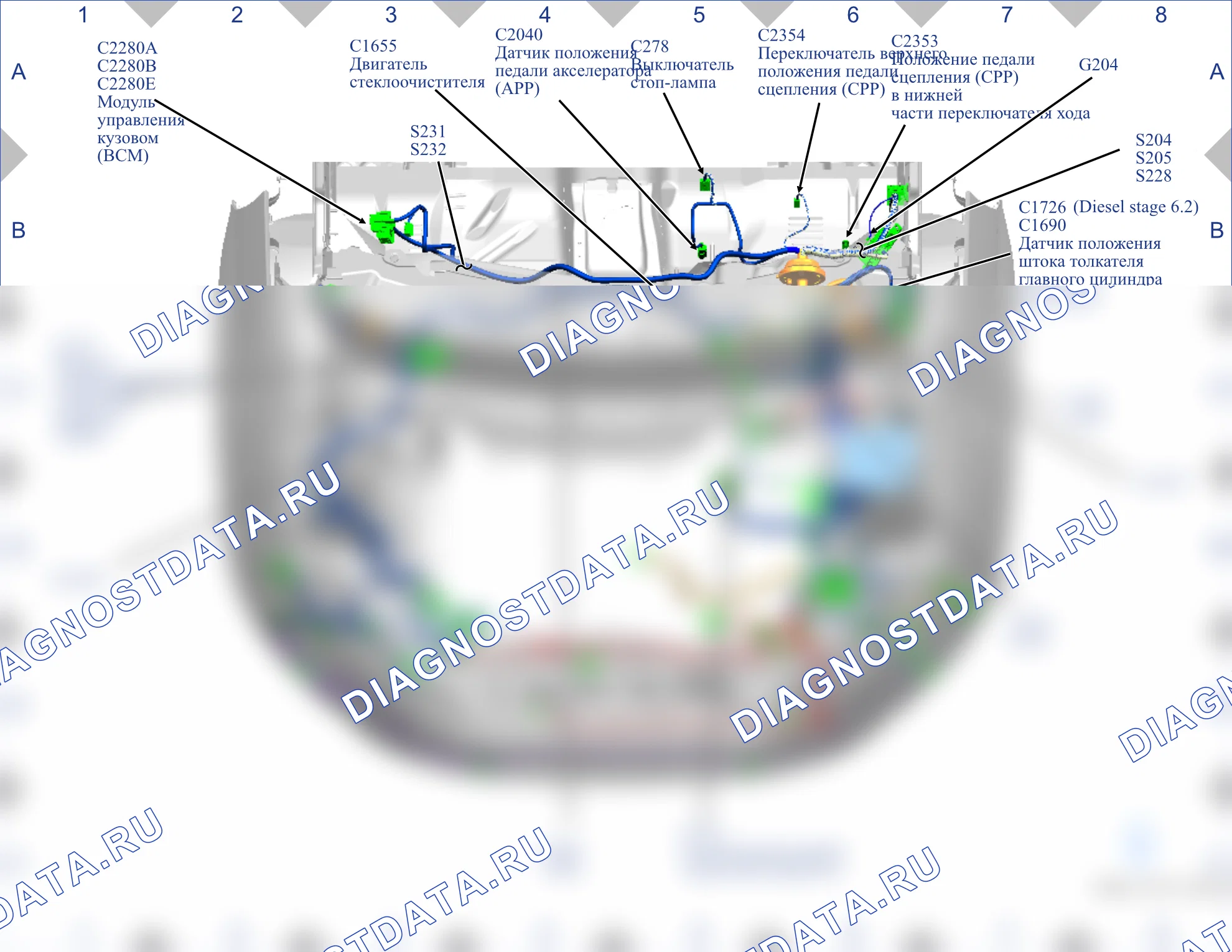 Расположение разъёмов — Карта разъёмов 06 — Карта разъёмов 06. Ford EcoSport II рестайлинг (2017-2024)