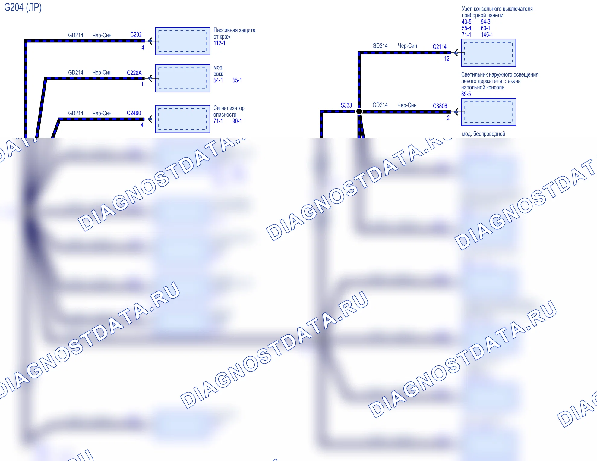 Точки массы — в комплектации: с сигнализацией — в комплектации: с сигнализацией, Схема 2 из 3. Ford Fiesta Mk7 рестайлинг (2022-2024)