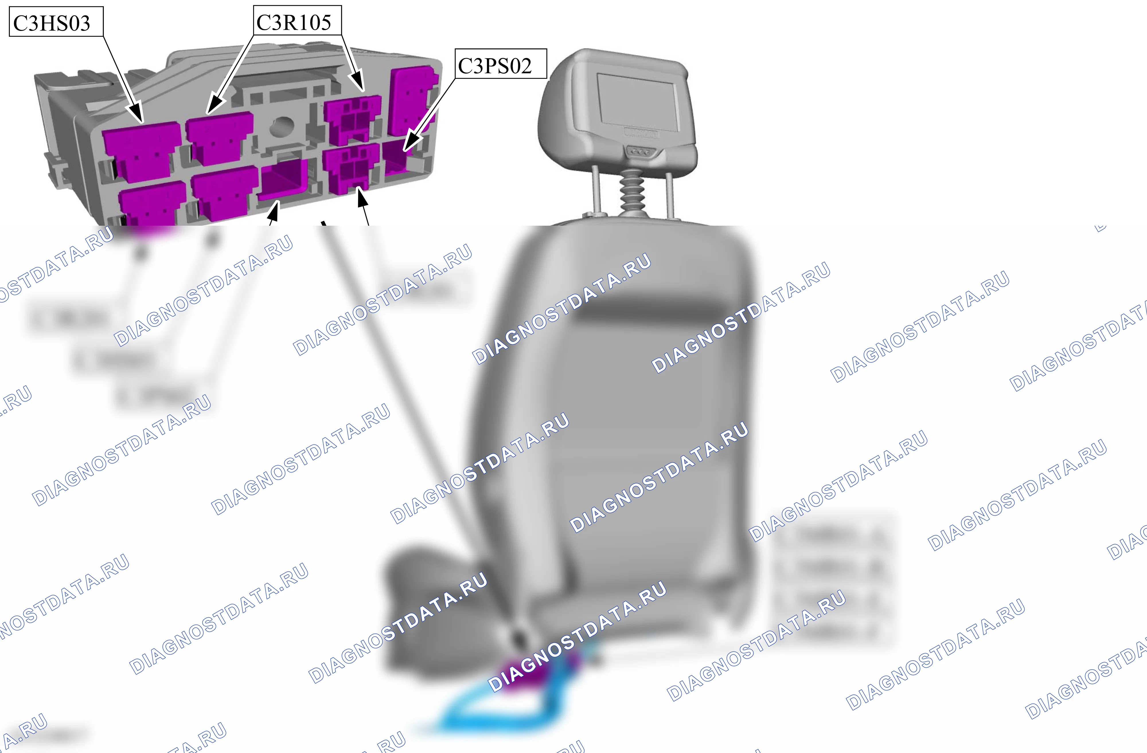 Расположение компонентов — Карта — Сиденье водителя — с левосторонним управлением, передний привод — Карта — Сиденье водителя — с левосторонним управлением, передний привод. Ford Galaxy I рестайлинг (2000-2006)