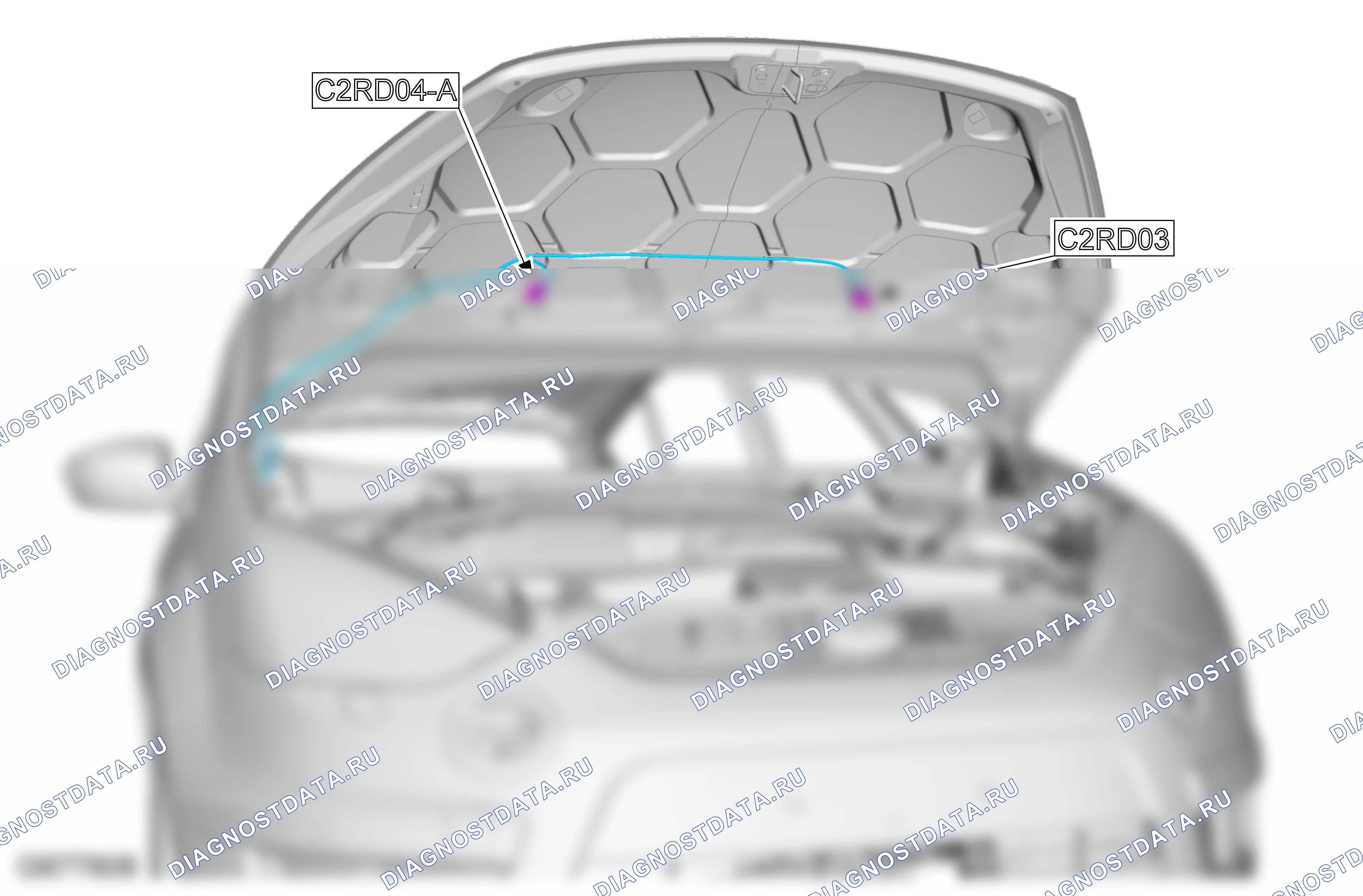 Расположение компонентов — Карта — Капот — Карта — Капот. Ford Galaxy II (2006-2010)