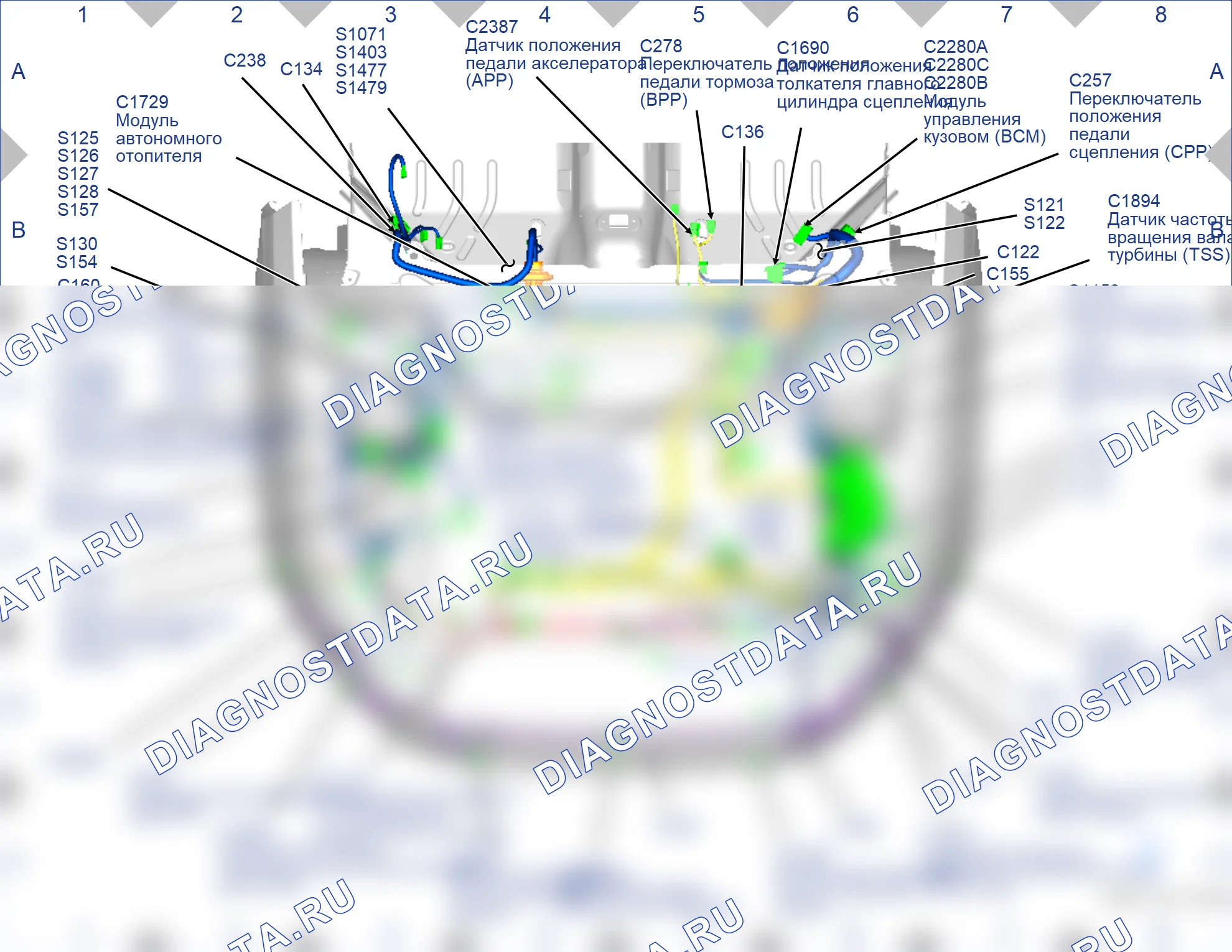 Расположение компонентов — Карта 03 — Карта 03. Ford Galaxy III (2015-2019)