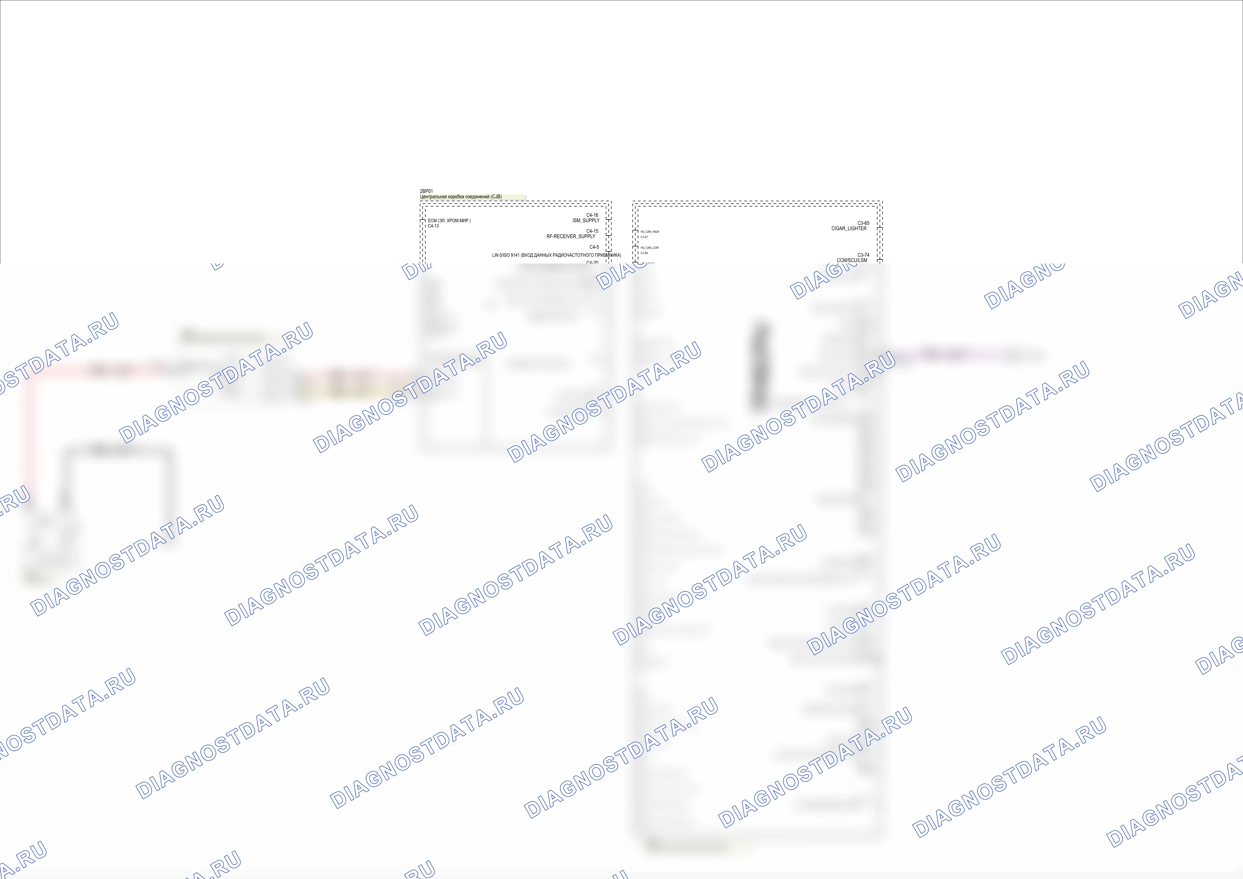 Общая информация по электропроводке — Электросхема питания блока предохранителей и реле в салоне (CJB) — Электросхема питания блока предохранителей и реле в салоне (CJB), Схема 2 из 2. Ford Mondeo IV (2006-2010)