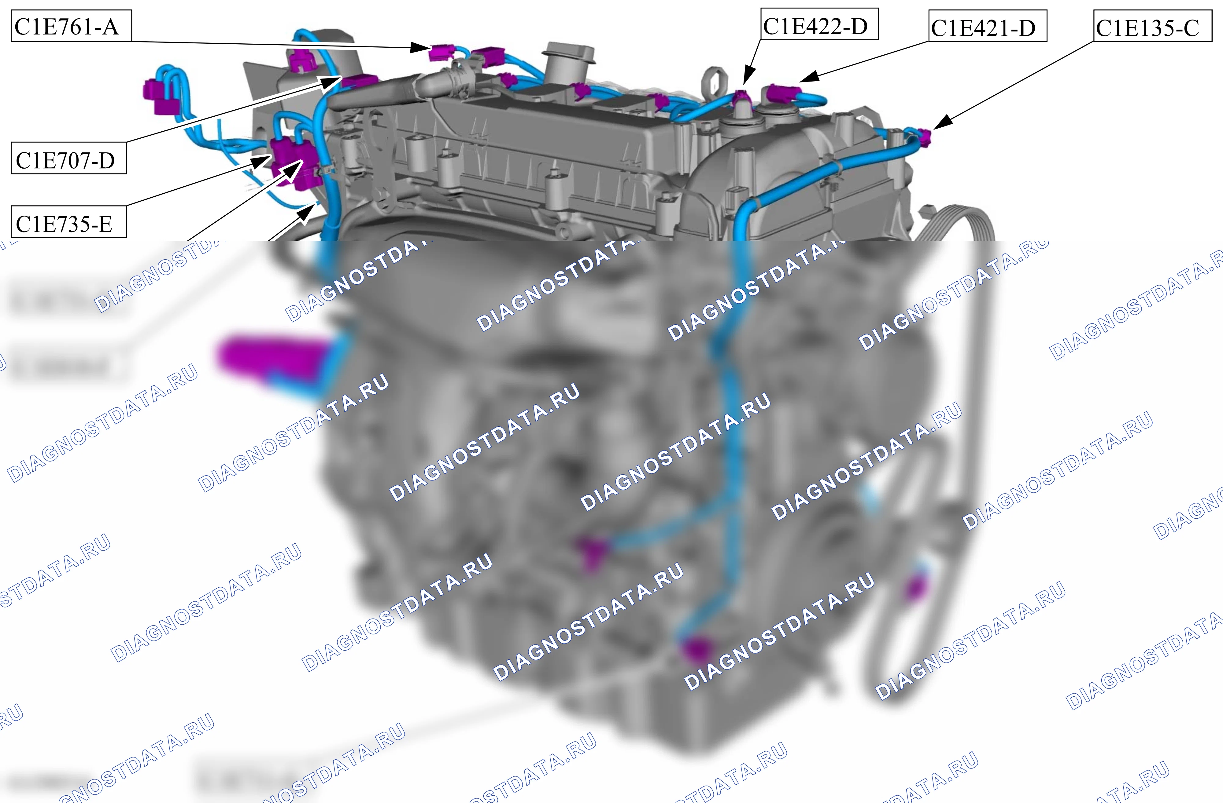 Расположение компонентов — Карта — Двигатель, вид справа — 2.0L EcoBoost (149kW/203PS), MI4, 2.0L EcoBoost (177kW/240PS) — Карта — Двигатель, вид справа — 2.0L EcoBoost (149kW/203PS), MI4, 2.0L EcoBoost (177kW/240PS). Ford Mondeo IV рестайлинг (2010-2014)