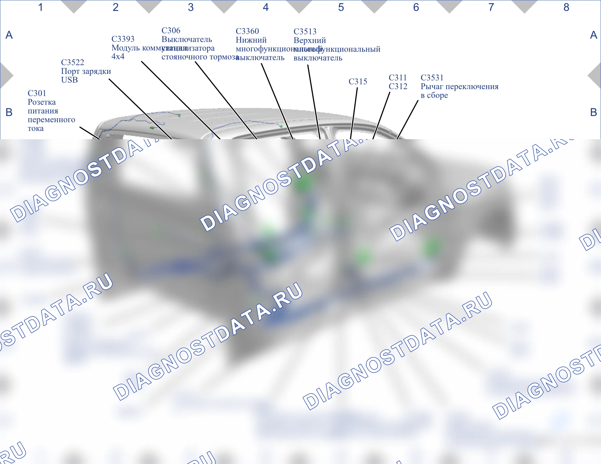 Расположение компонентов — Карта 21 — Карта 21. Ford Ranger T6 (2011-2015)