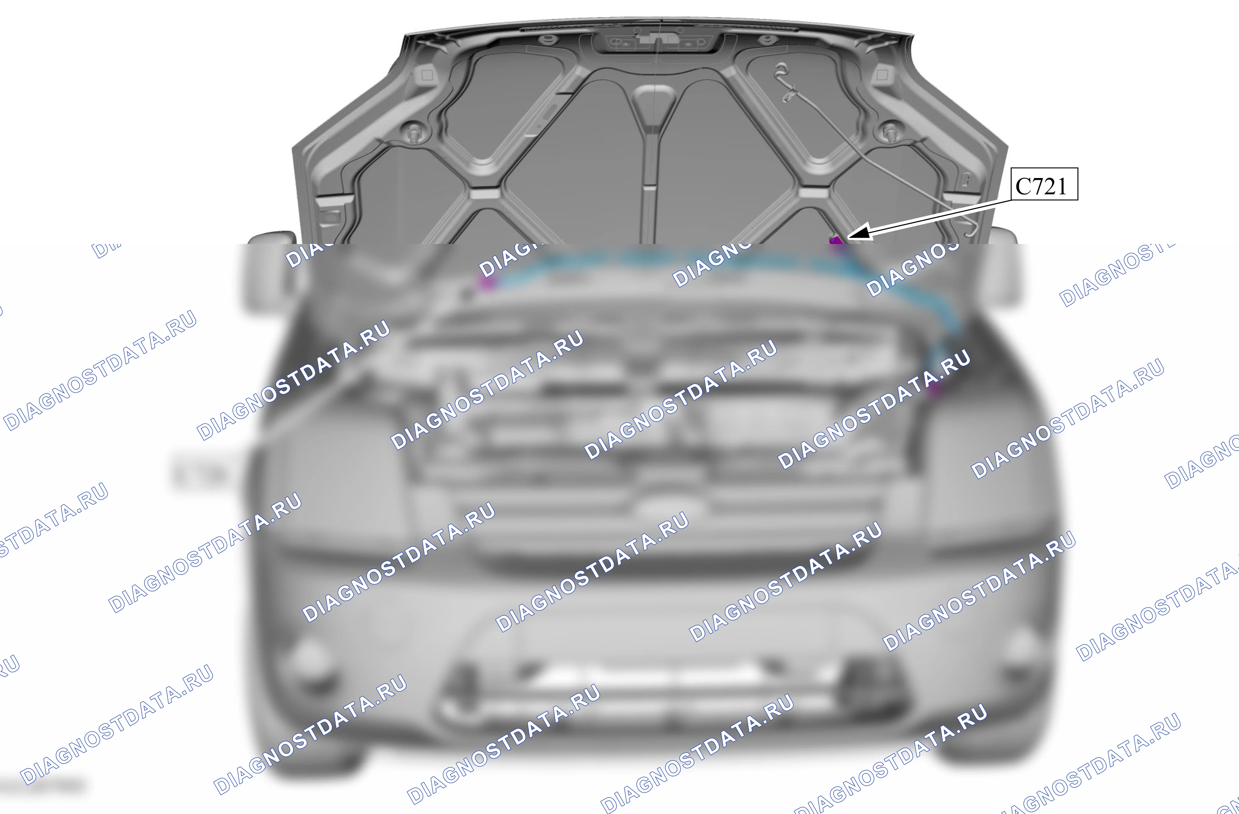 Расположение компонентов — Карта — Капот — Карта — Капот. Ford Tourneo Connect I рестайлинг (2009-2013)
