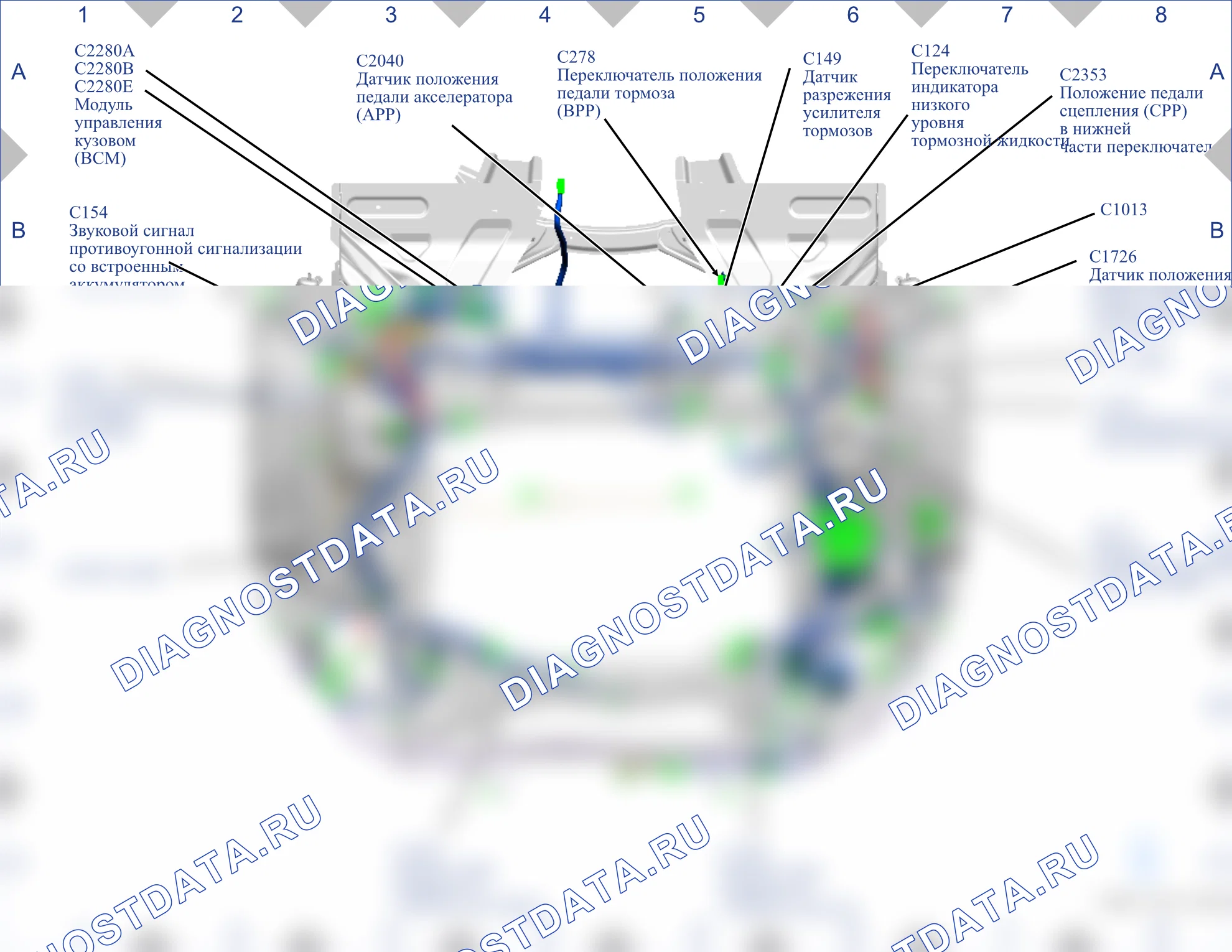 Расположение разъёмов — Карта разъёмов 04 — Карта разъёмов 04. Ford Tourneo Connect III (2021-2024)