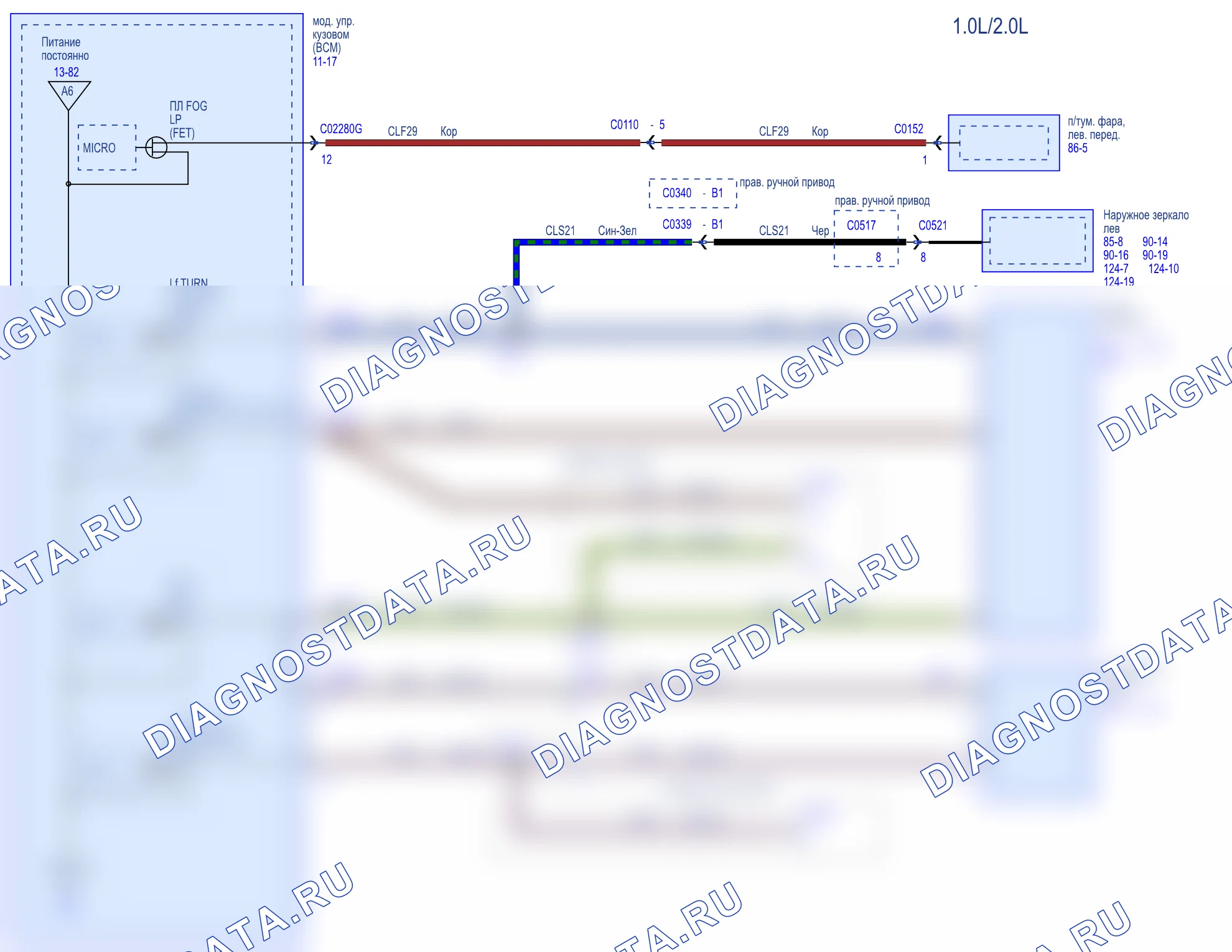 Распределение питания / BCM — в комплектации: правый руль — в комплектации: правый руль, Схема 11 из 14. Ford Tourneo Custom I рестайлинг (2017-2024)