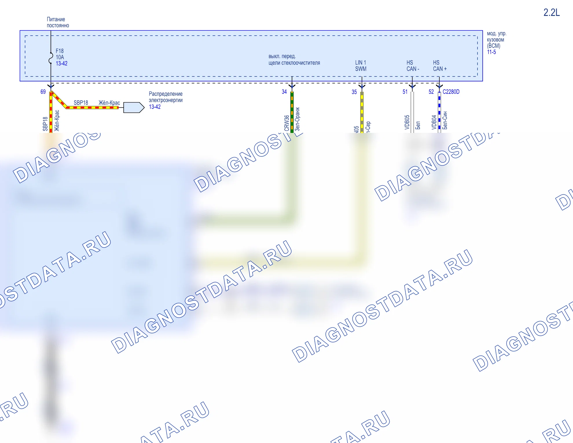 Стеклоочистители и омыватели — Базовая схема — Базовая схема, Схема 1 из 8. Ford Tourneo Custom I рестайлинг (2017-2024)