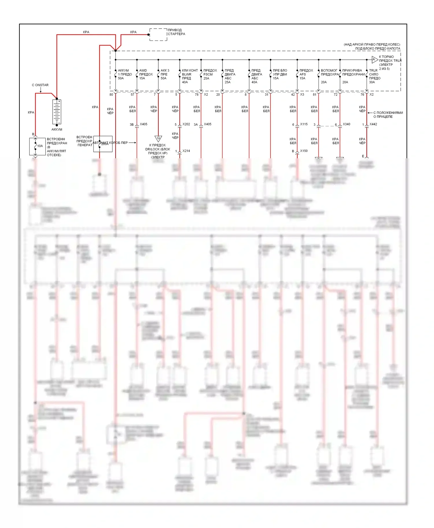 Блок предохранителей и реле — Электросхема блока предохранителей реле — Электросхема блока предохранителей реле (1 из 5). GMC Acadia I (2006-2013)