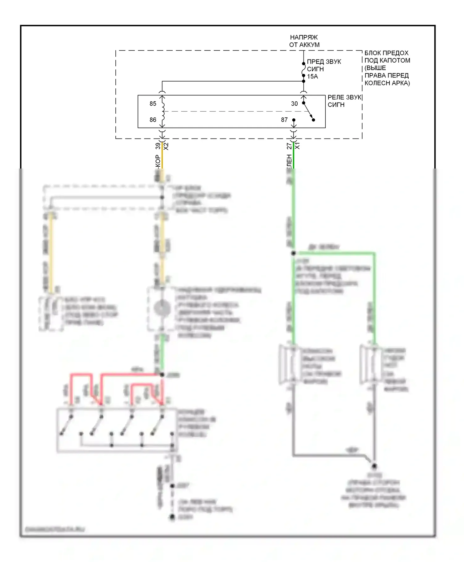 Клаксон — Электросхема клаксона — Электросхема клаксона. GMC Acadia I (2006-2013)