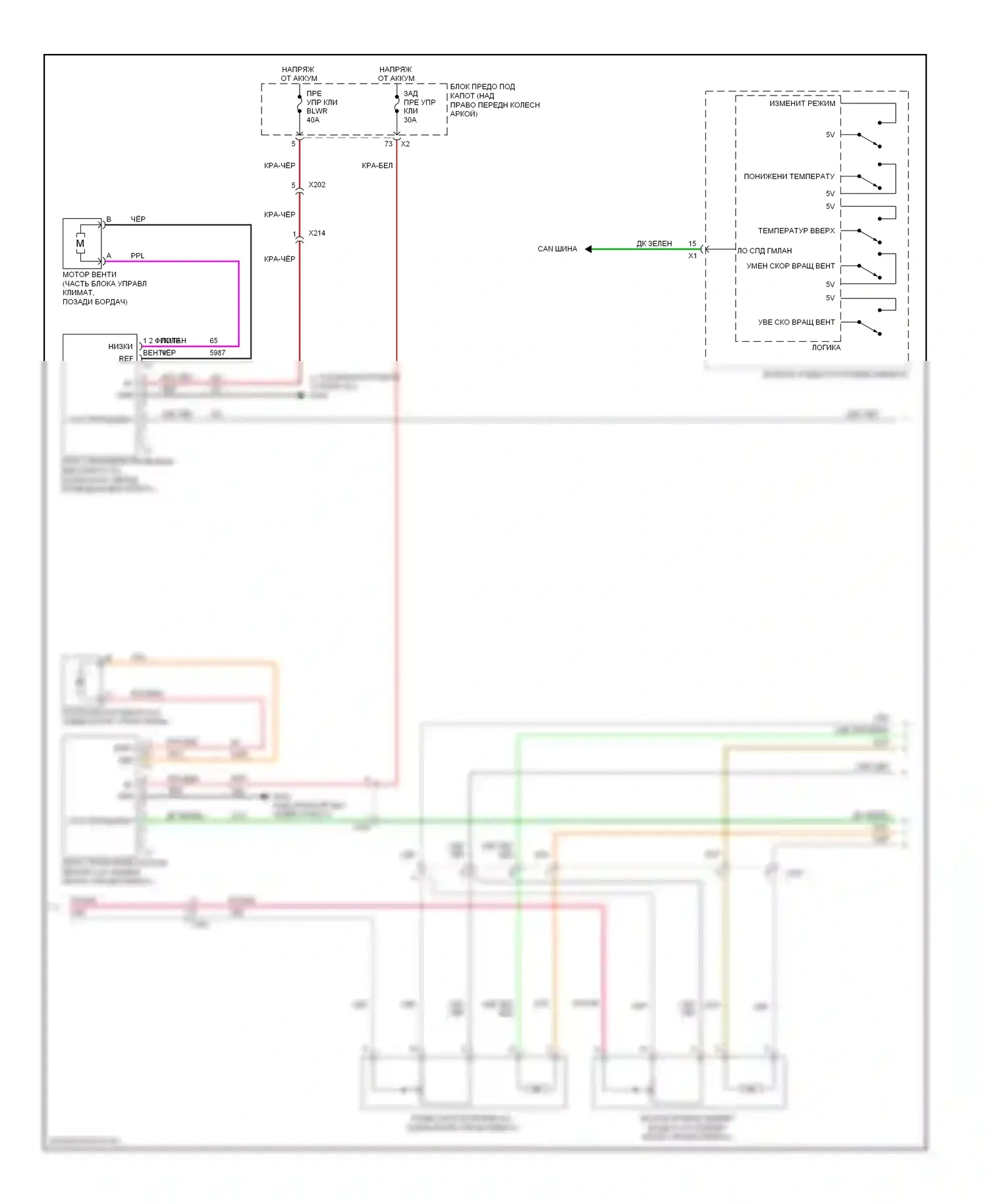 Кондиционирование воздуха — Электросхема климат контроля — Электросхема климат контроля (3 из 4). GMC Acadia I (2006-2013)