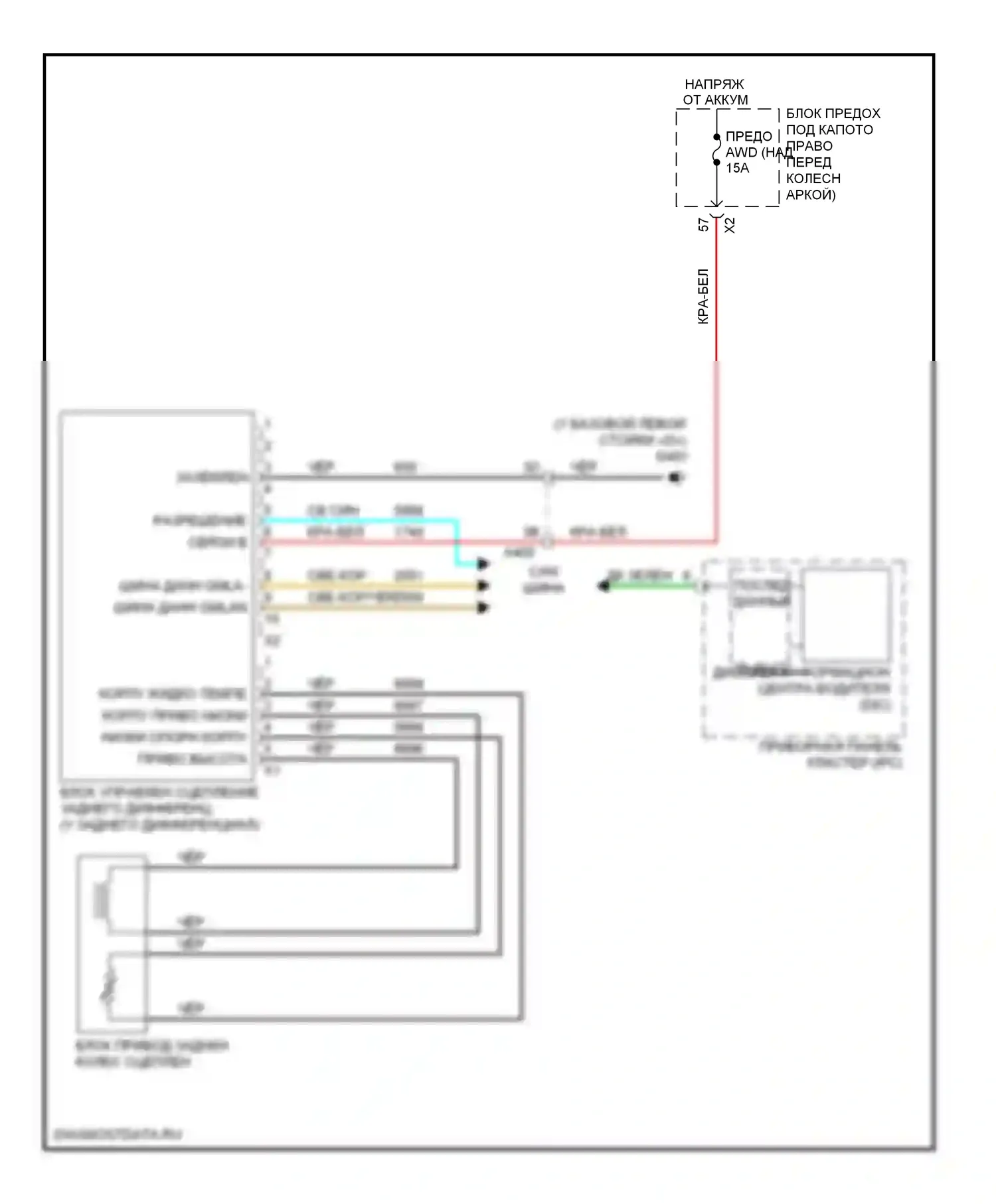 Коробка передач — Электросхема блокировки заднего дифференциала — Электросхема блокировки заднего дифференциала. GMC Acadia I (2006-2013)