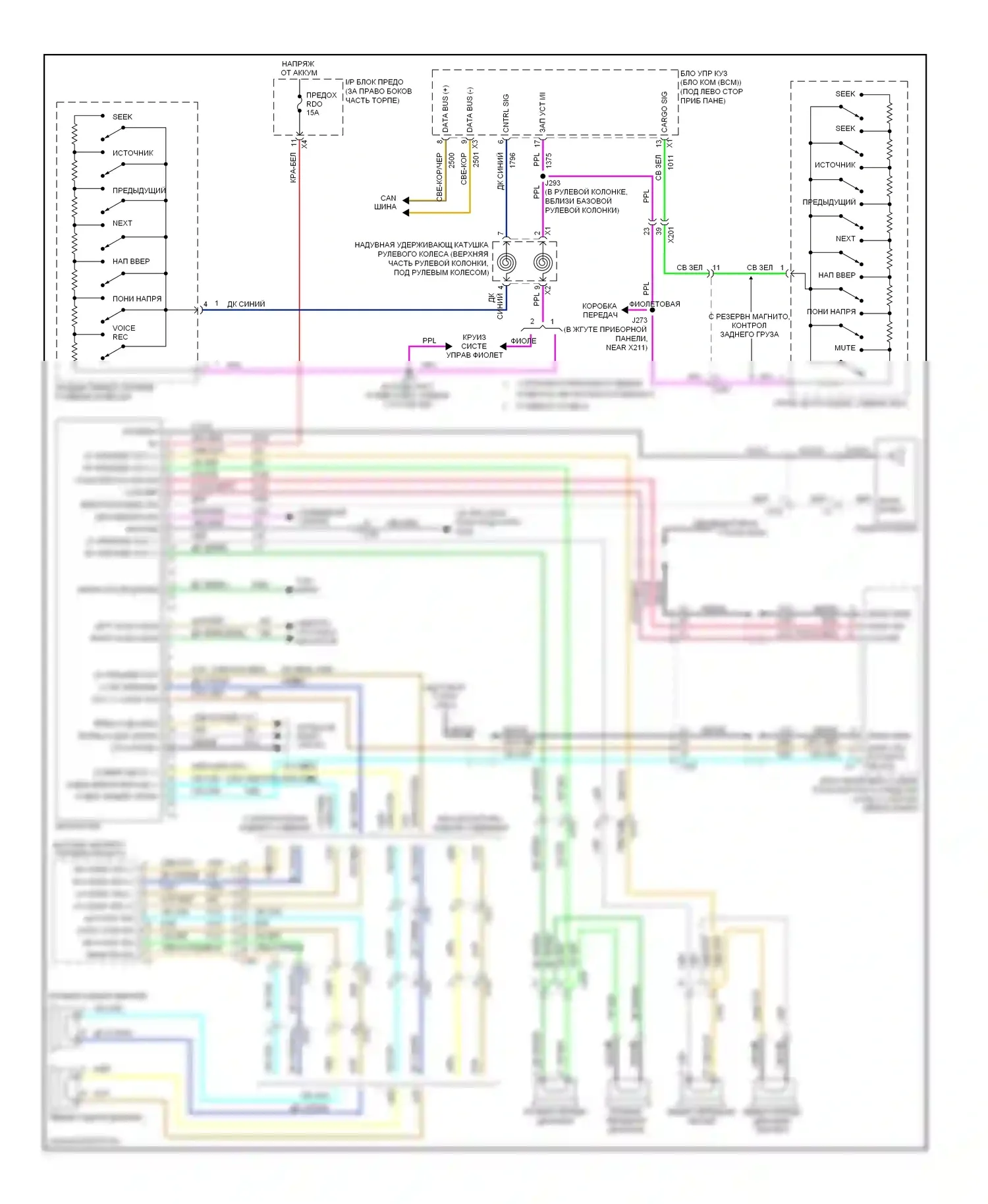 Магнитола — Электросхема магнитолы, базовая — Электросхема магнитолы, базовая. GMC Acadia I (2006-2013)