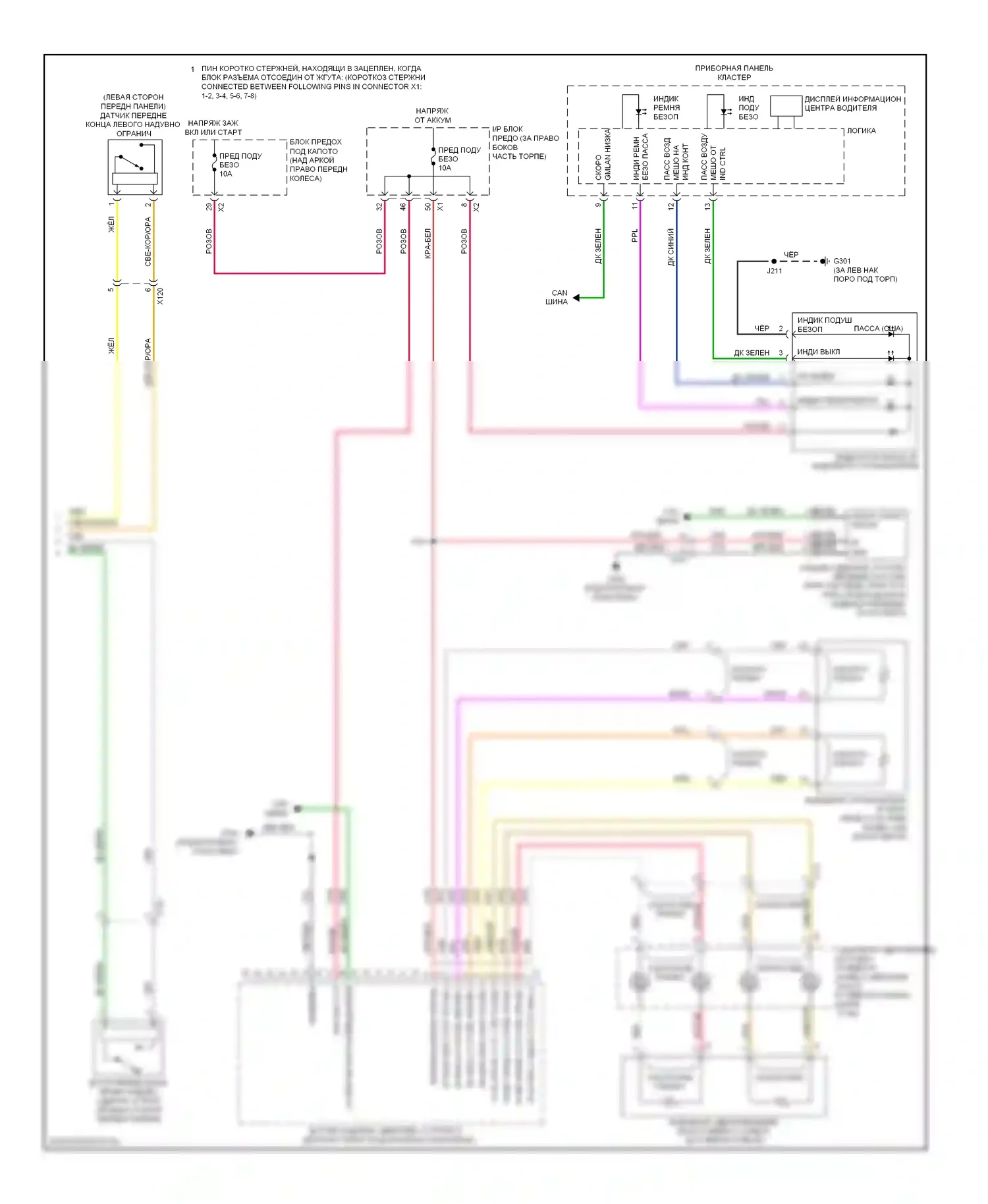 Подушки безопасности — Электросхема подушек безопасности — Электросхема подушек безопасности (2 из 2). GMC Acadia I (2006-2013)