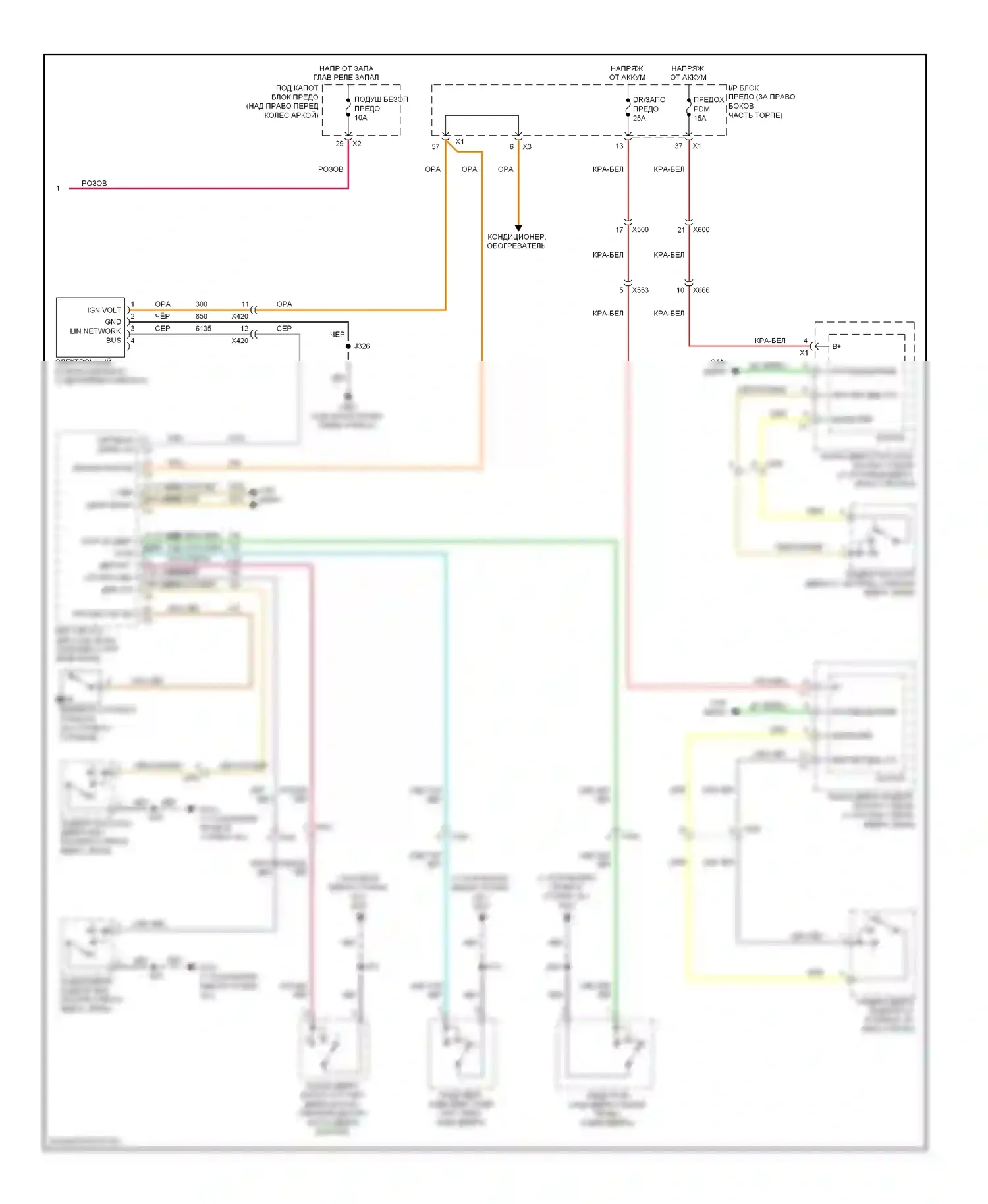 Приборная панель — Электросхема приборной панели — Электросхема приборной панели (2 из 2). GMC Acadia I (2006-2013)