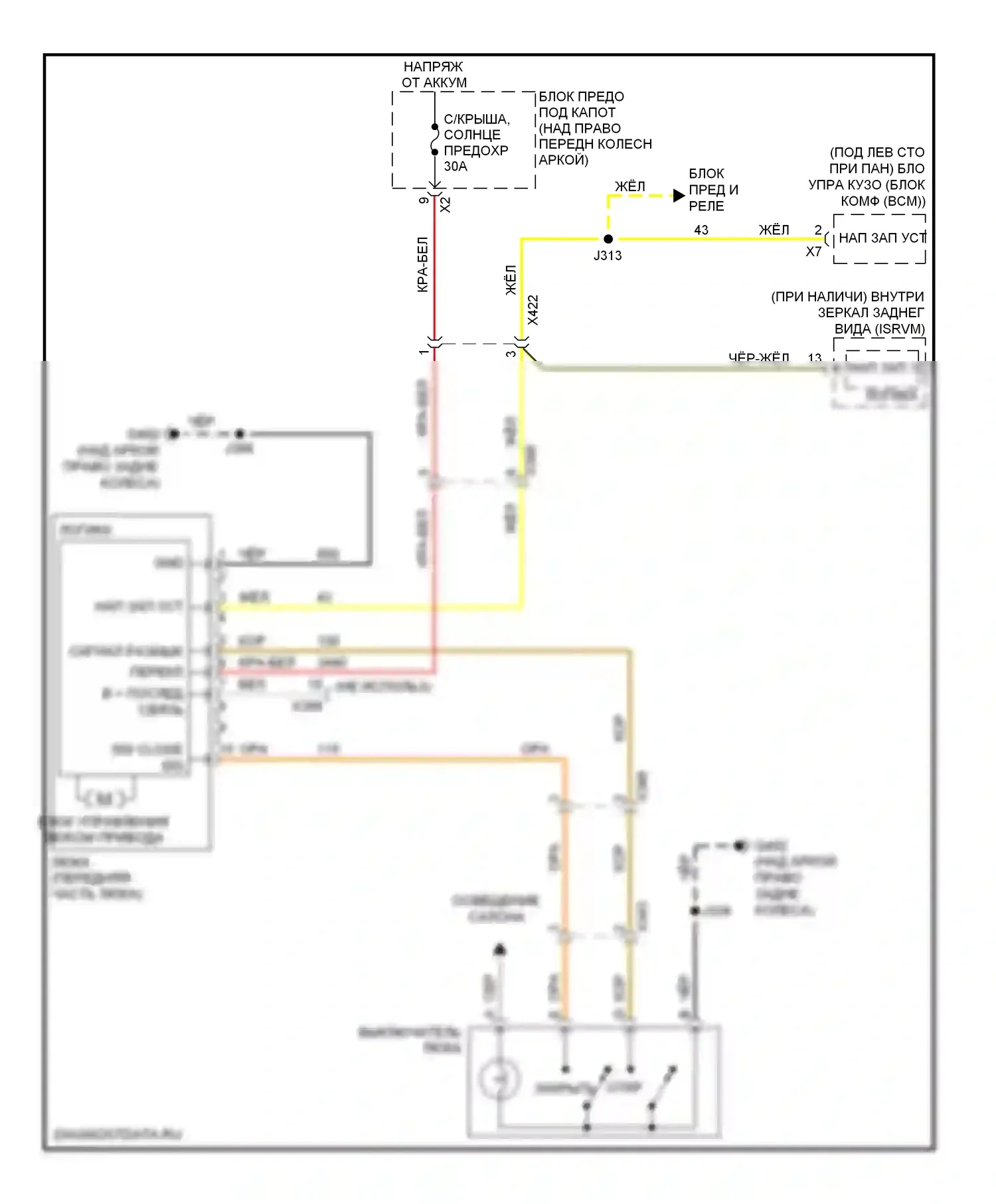 Складная крыша/люк — Электросхема складной крыши/люка — Электросхема складной крыши/люка. GMC Acadia I (2006-2013)