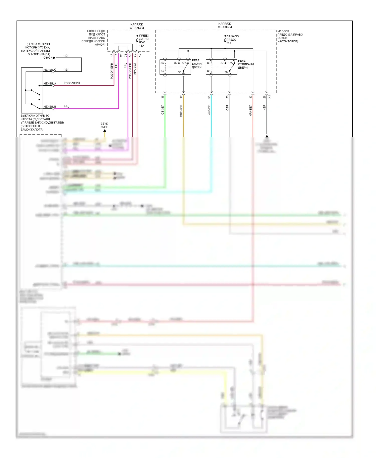 Центральный замок — Электросхема центрального замка, с экспресс-стёклами вверх/вниз — Электросхема центрального замка, с экспресс-стёклами вверх/вниз (1 из 2). GMC Acadia I (2006-2013)