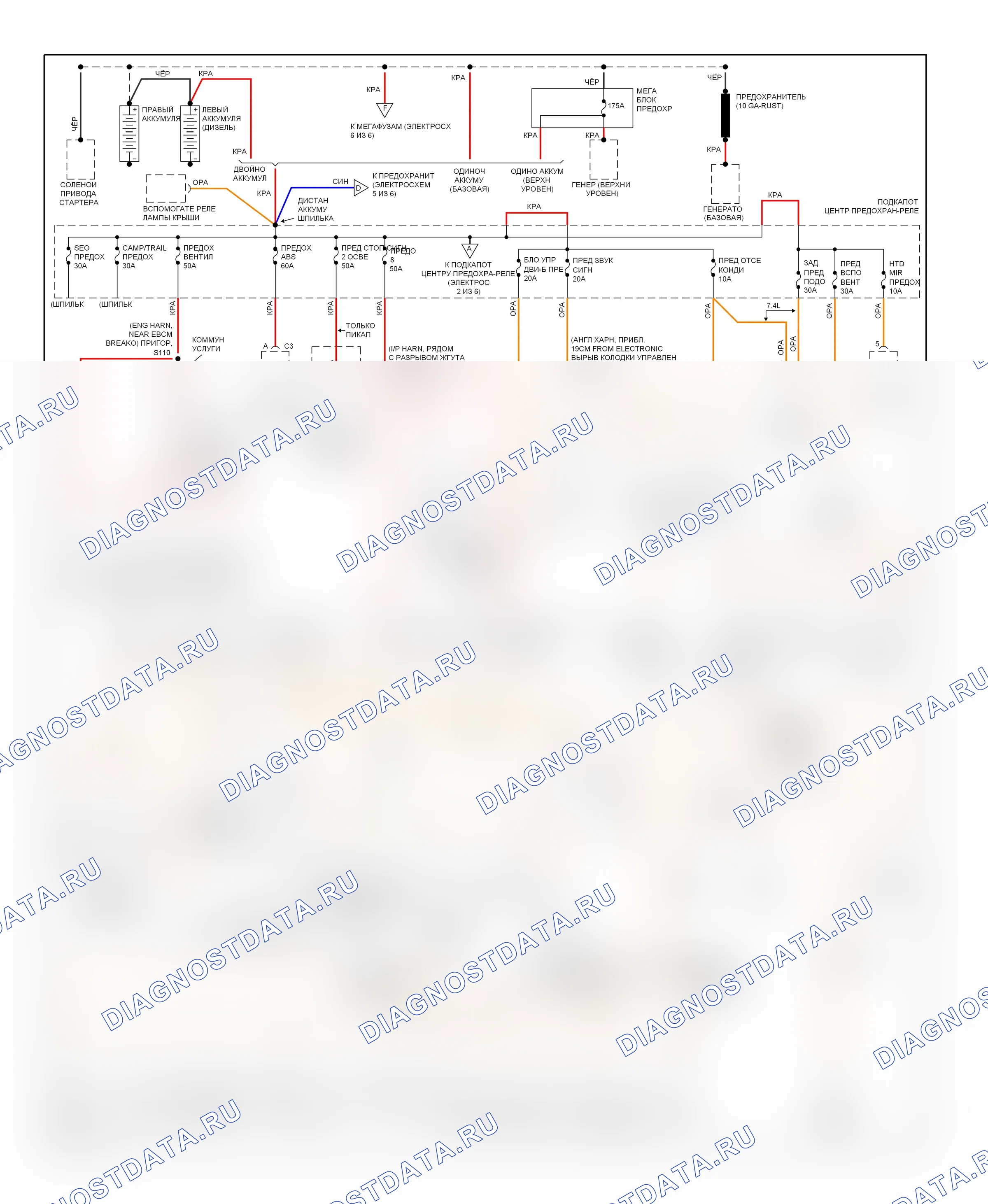 Блок предохранителей и реле — Электросхема блока предохранителей реле — Электросхема блока предохранителей реле (1 из 6). GMC Cab & Chassis K3500  (1985-2000)