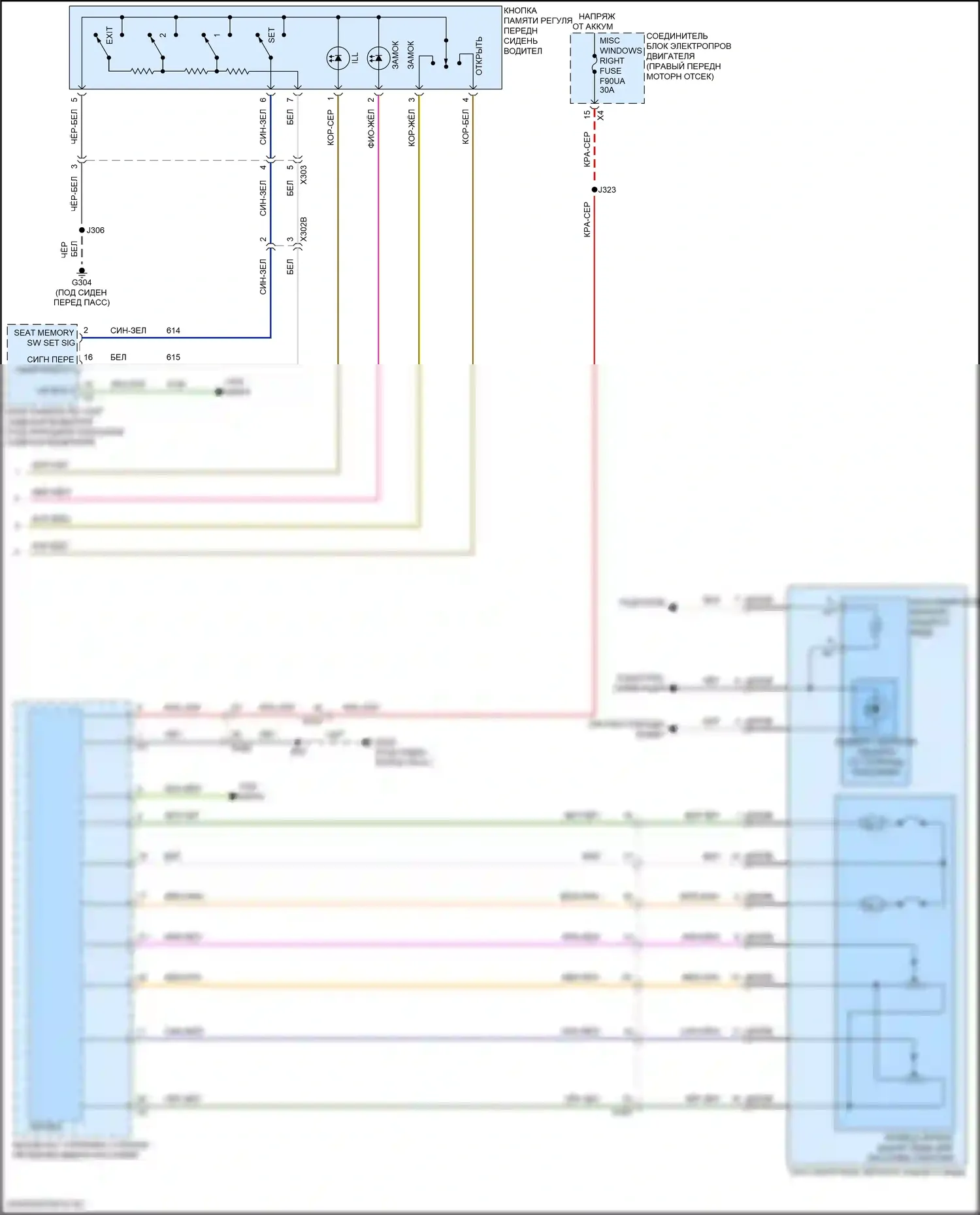 Память — Электросхема памяти зеркал — Электросхема памяти зеркал (2 из 2). GMC Canyon III (2022-2024)