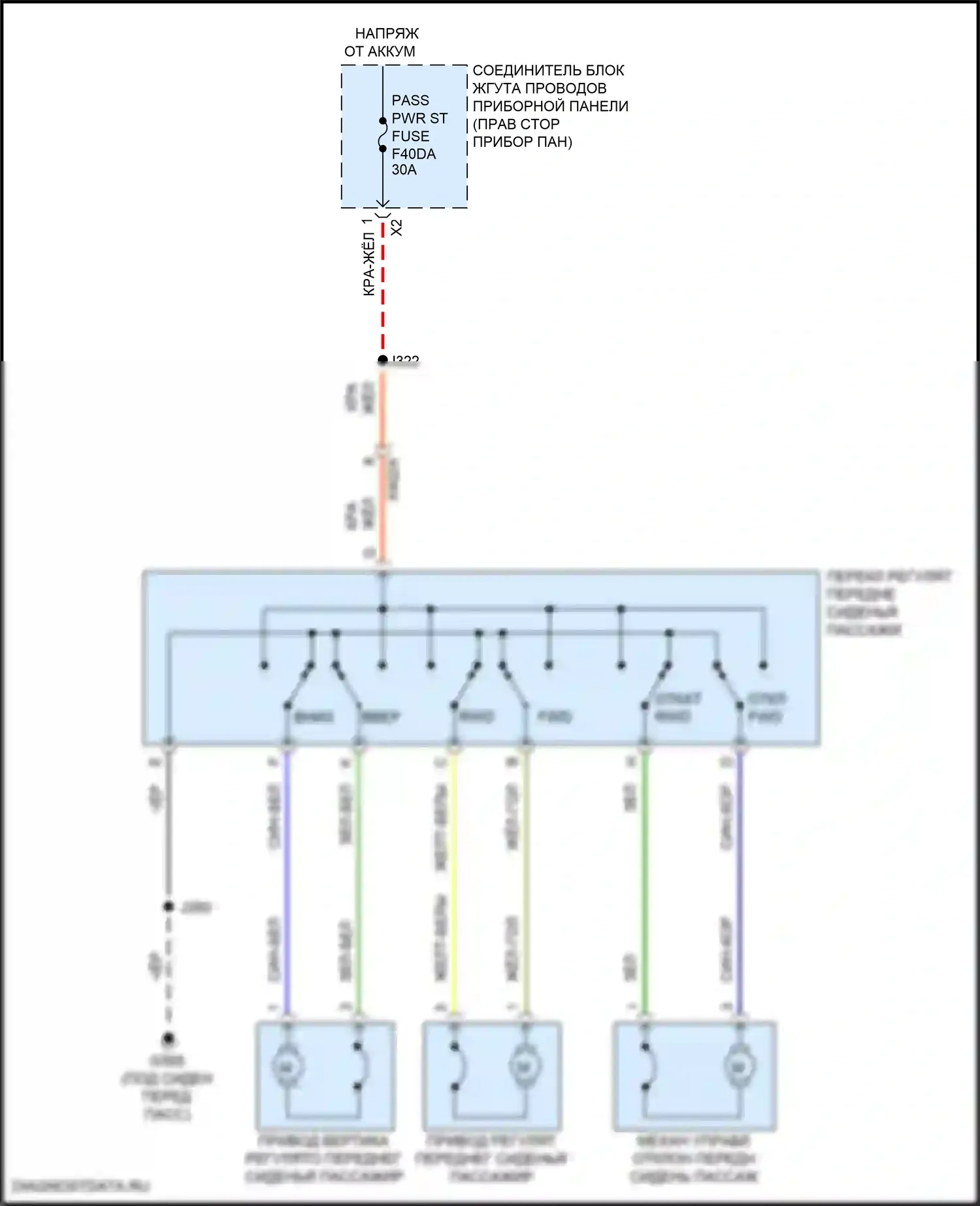 Сиденья — Электросхема сиденья питания для пассажиров — Электросхема сиденья питания для пассажиров. GMC Canyon III (2022-2024)