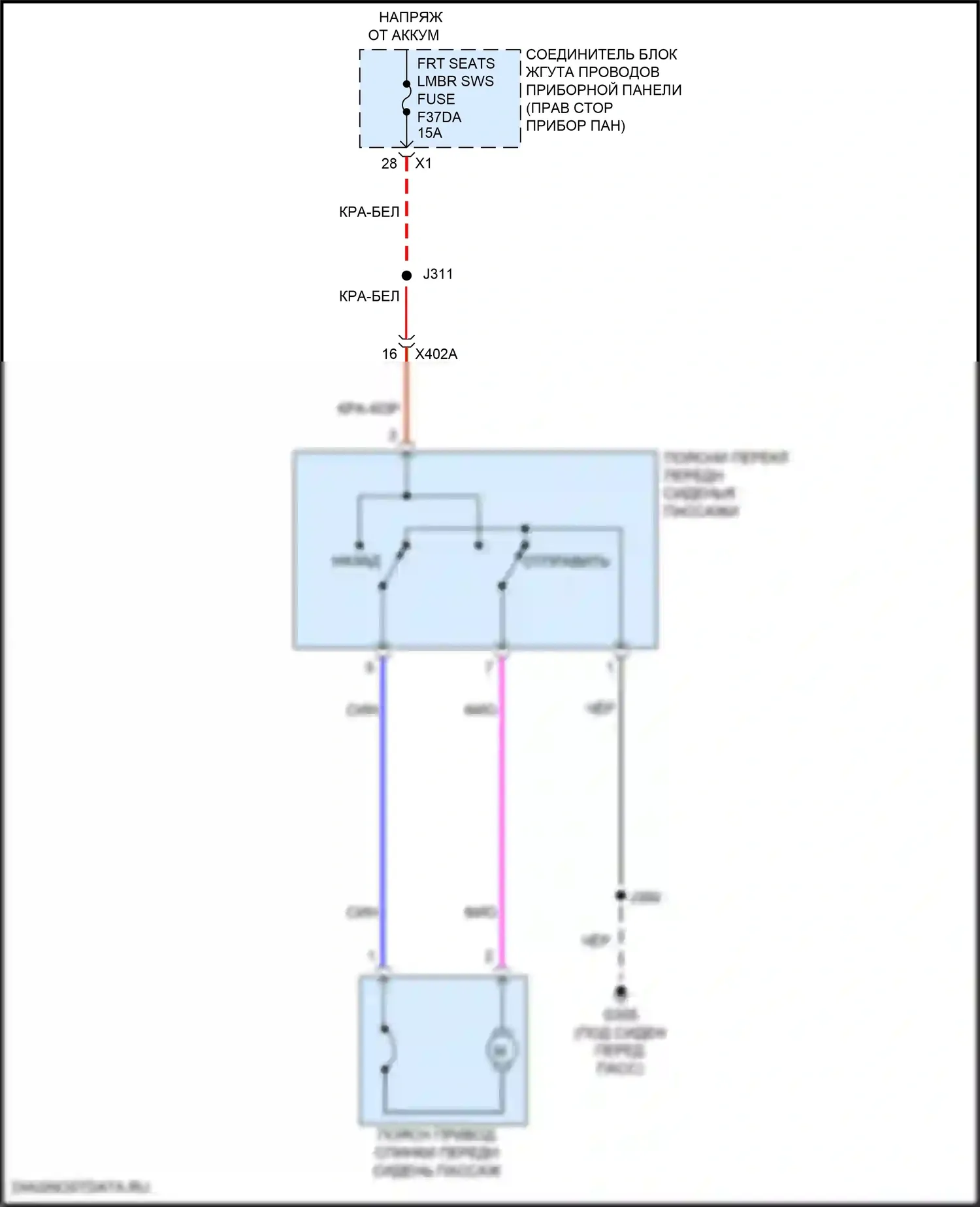Сиденья — Поясничная электросхема пассажира — Поясничная электросхема пассажира. GMC Canyon III (2022-2024)
