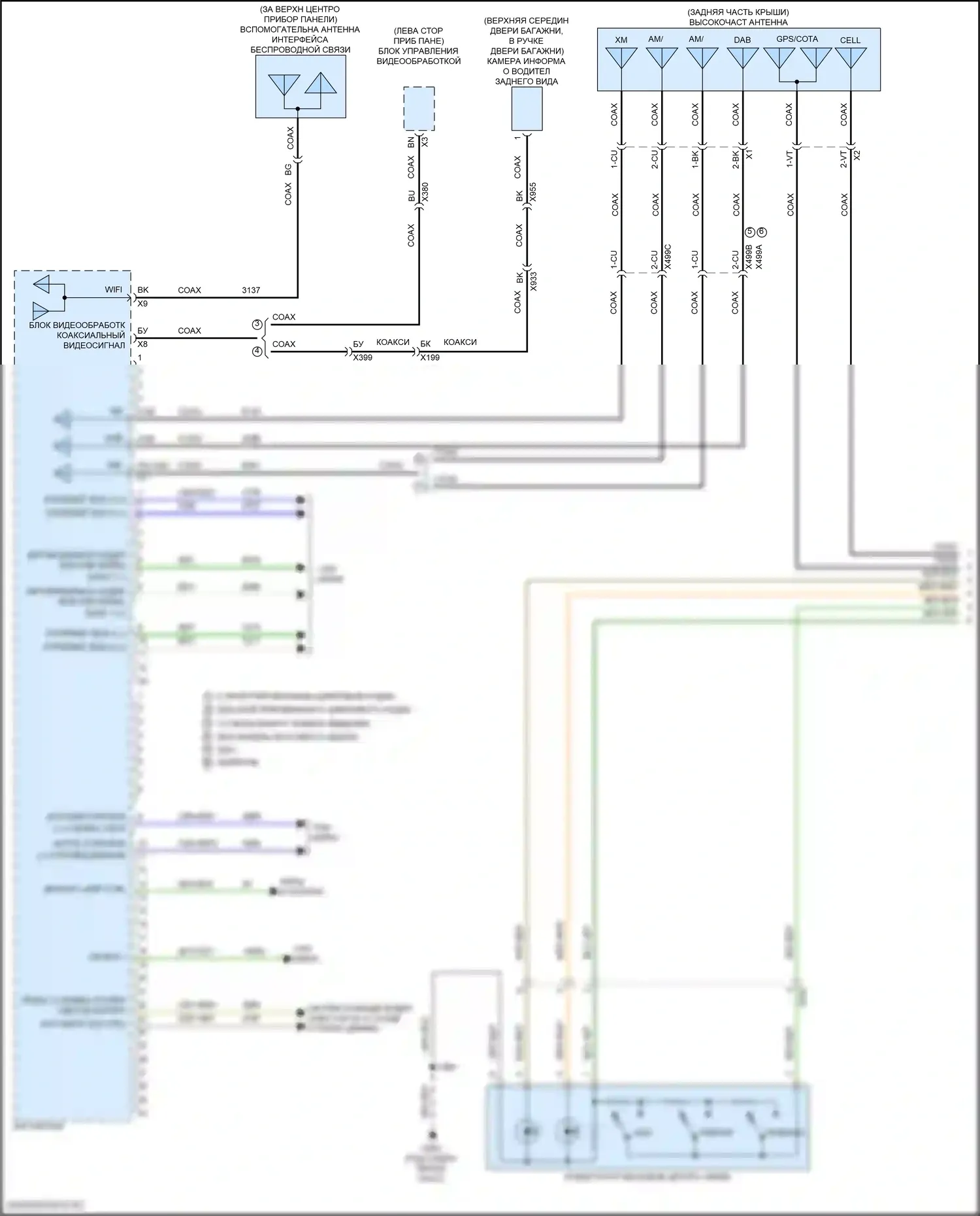 Системы помощи водителю — Электросхема навигации, с усилителем — Электросхема навигации, с усилителем (1 из 5). GMC Canyon III (2022-2024)