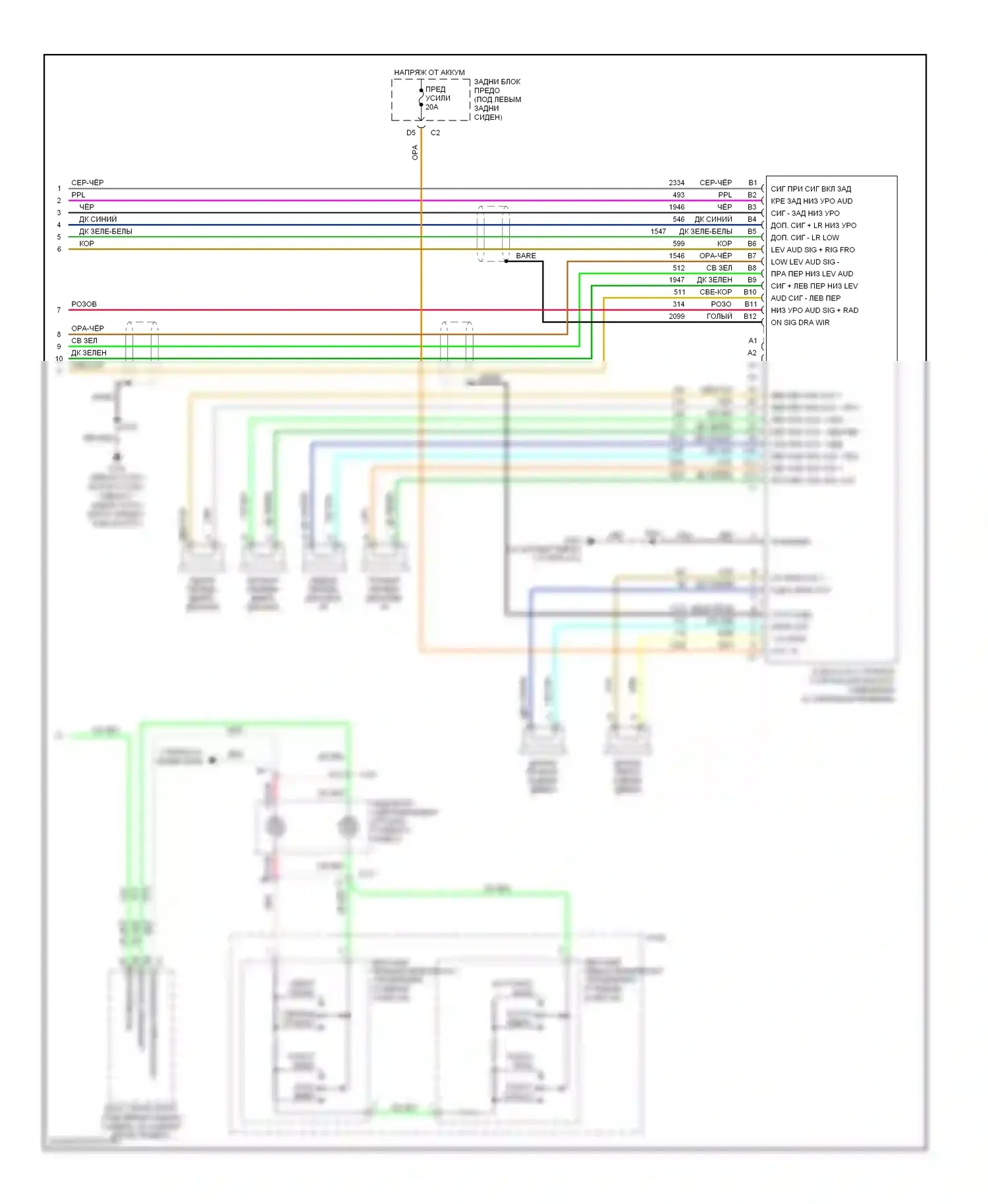 Магнитола — Электросхема магнитолы звука премиум-класса, без звука заднего сиденья — Электросхема магнитолы звука премиум-класса, без звука заднего сиденья (2 из 2). GMC Envoy II (2001-2009)