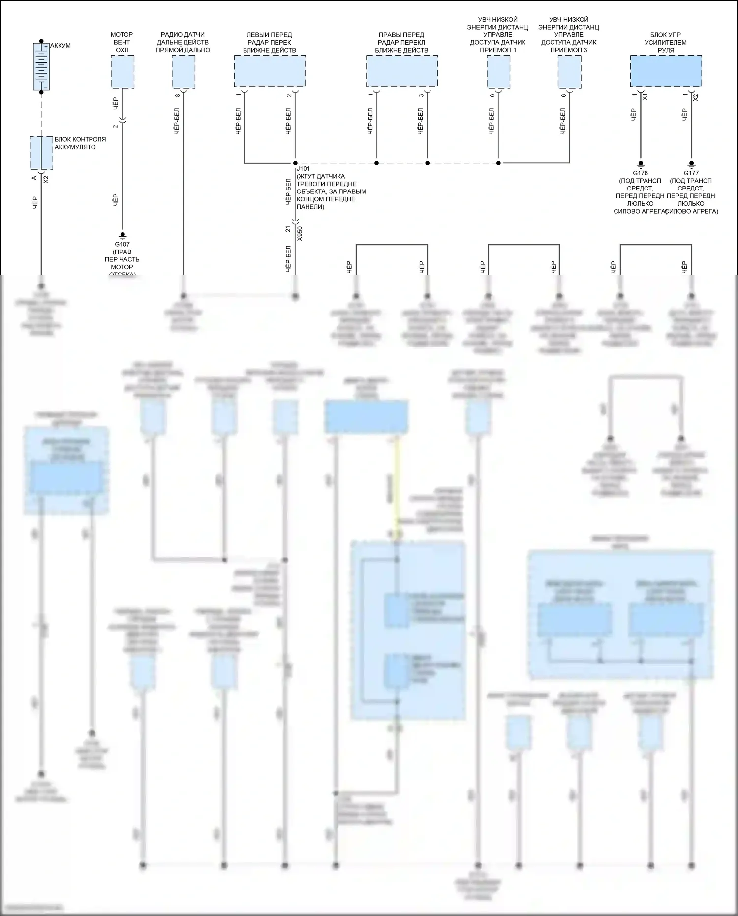 Точки подключения масс — Электросхема разводки массы — Электросхема разводки массы (1 из 8). GMC Hummer EV I (2021-2024)