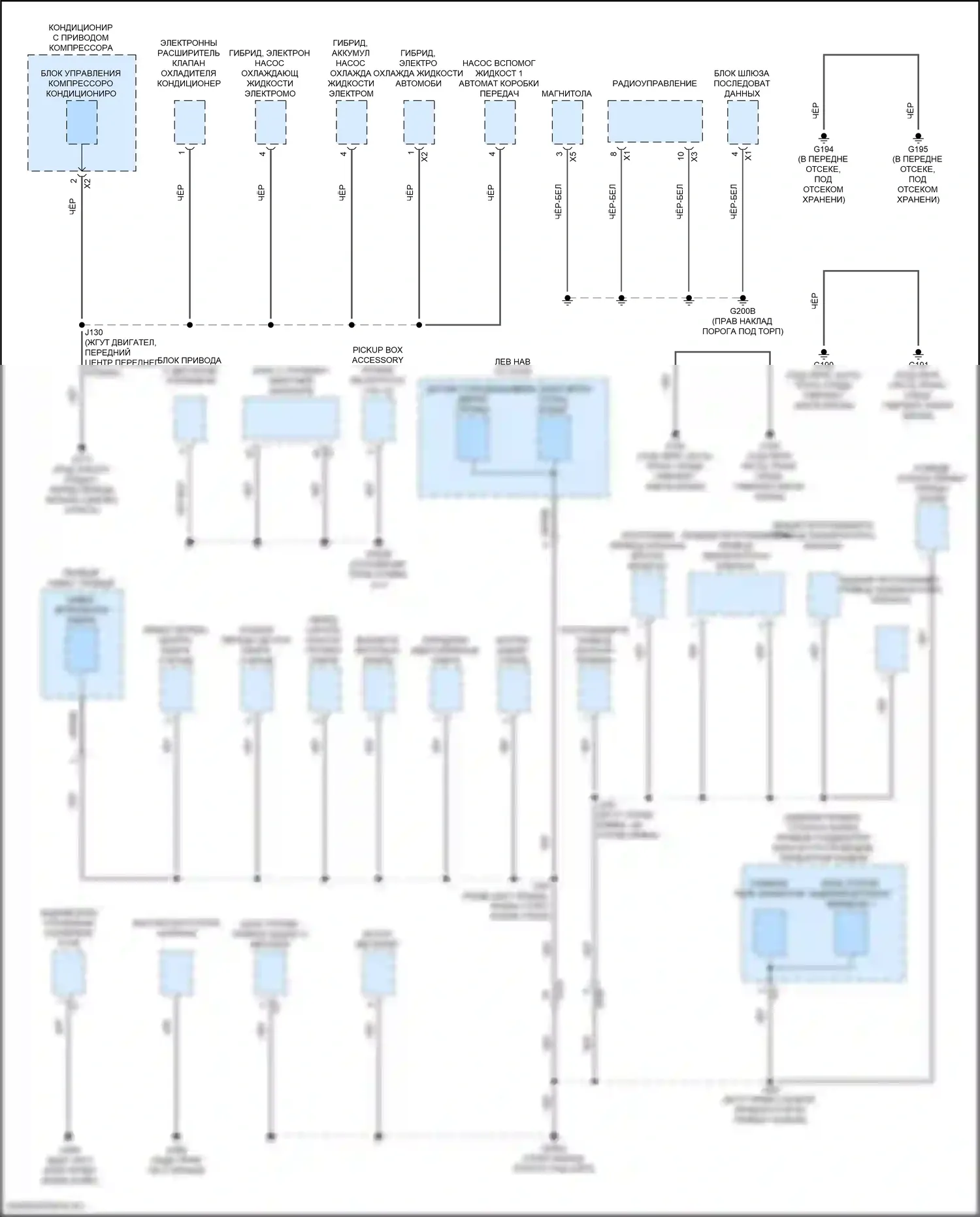 Точки подключения масс — Электросхема разводки массы — Электросхема разводки массы (3 из 8). GMC Hummer EV I (2021-2024)