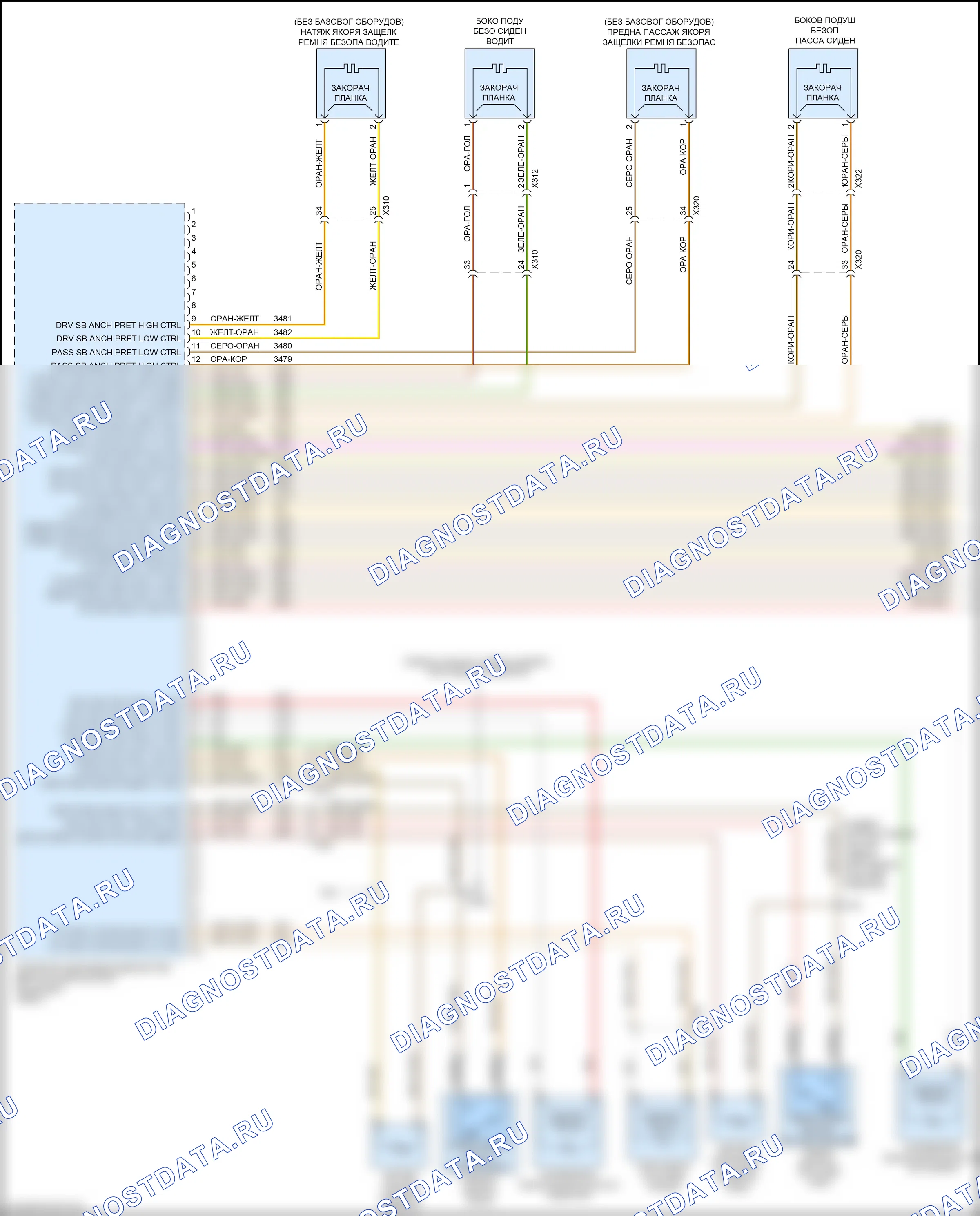Подушки безопасности — Электросхема подушек безопасности — Электросхема подушек безопасности (1 из 3). GMC Sierra III рестайлинг (2015-2018)