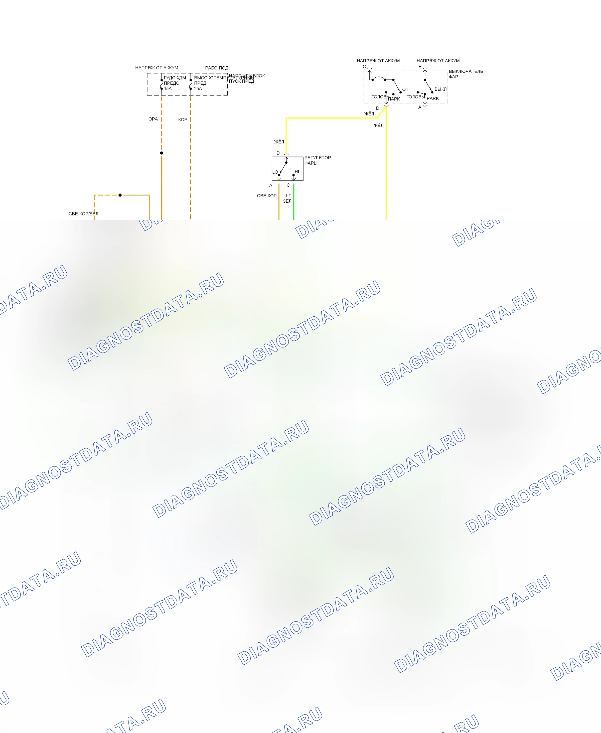 Фары — Электросхема фар, привод домашнее шасси с DRL — Электросхема фар, привод домашнее шасси с DRL. GMC Vandura P3500  (1985-1997)