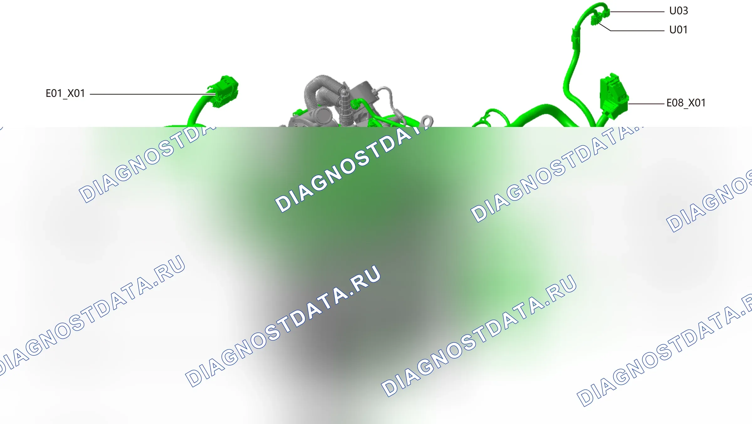 Расположение проводки — Расположение проводки — Жгут проводов двигателя-1(4B15D)-01 — Расположение проводки — Жгут проводов двигателя-1(4B15D)-01. Haval Dargo PHEV I (2023-2026)