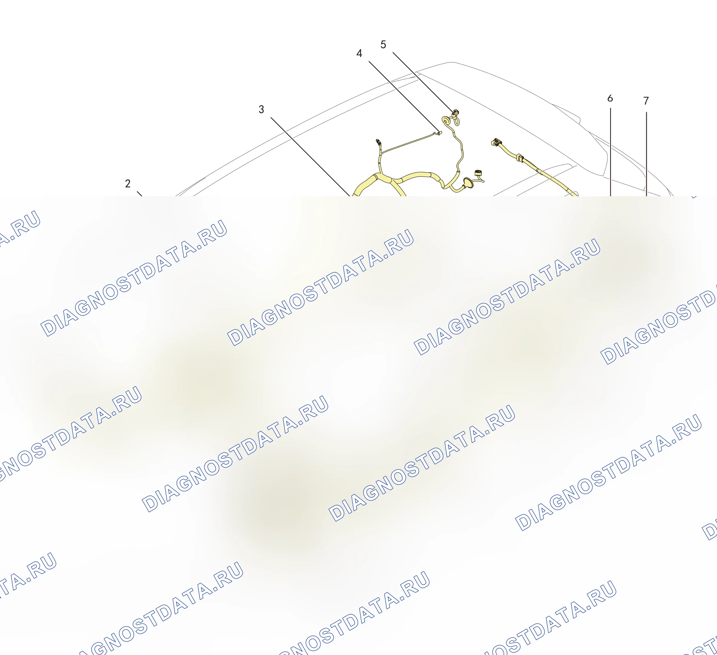 Расположение проводки — Расположение проводки — Жгут проводов салона (Gw4G15F) (лист 2) — Расположение проводки — Жгут проводов салона (Gw4G15F) (лист 2). Haval H4 I рестайлинг (2020-2022)