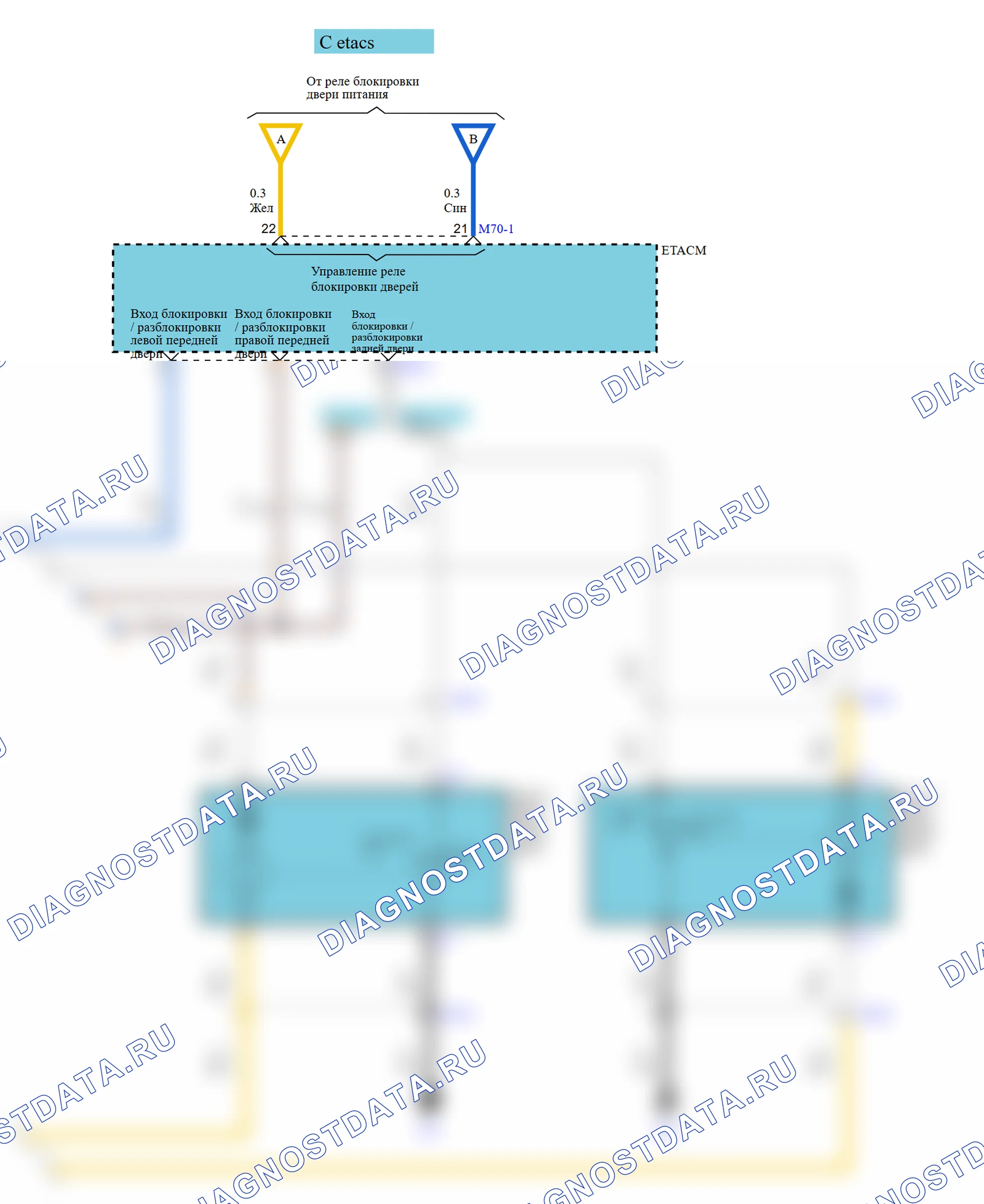 центральный замок — Электросхема центрального замка — Электросхема центрального замка, Схема 2 из 3. Hyundai Accent LC (2000-2012)
