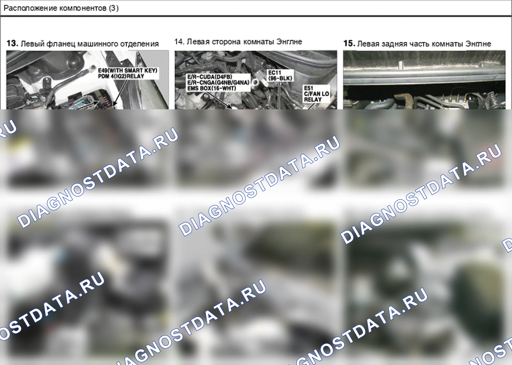 Расположение компонентов — Электросхема расположения компонентов — Электросхема расположения компонентов, Схема 5 из 42. Hyundai Elantra V рестайлинг (2013-2016)